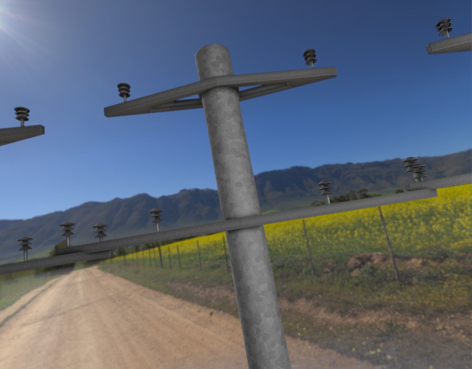 Iron power pole without ladder - Objekt  067 Low-poly 3D model_19