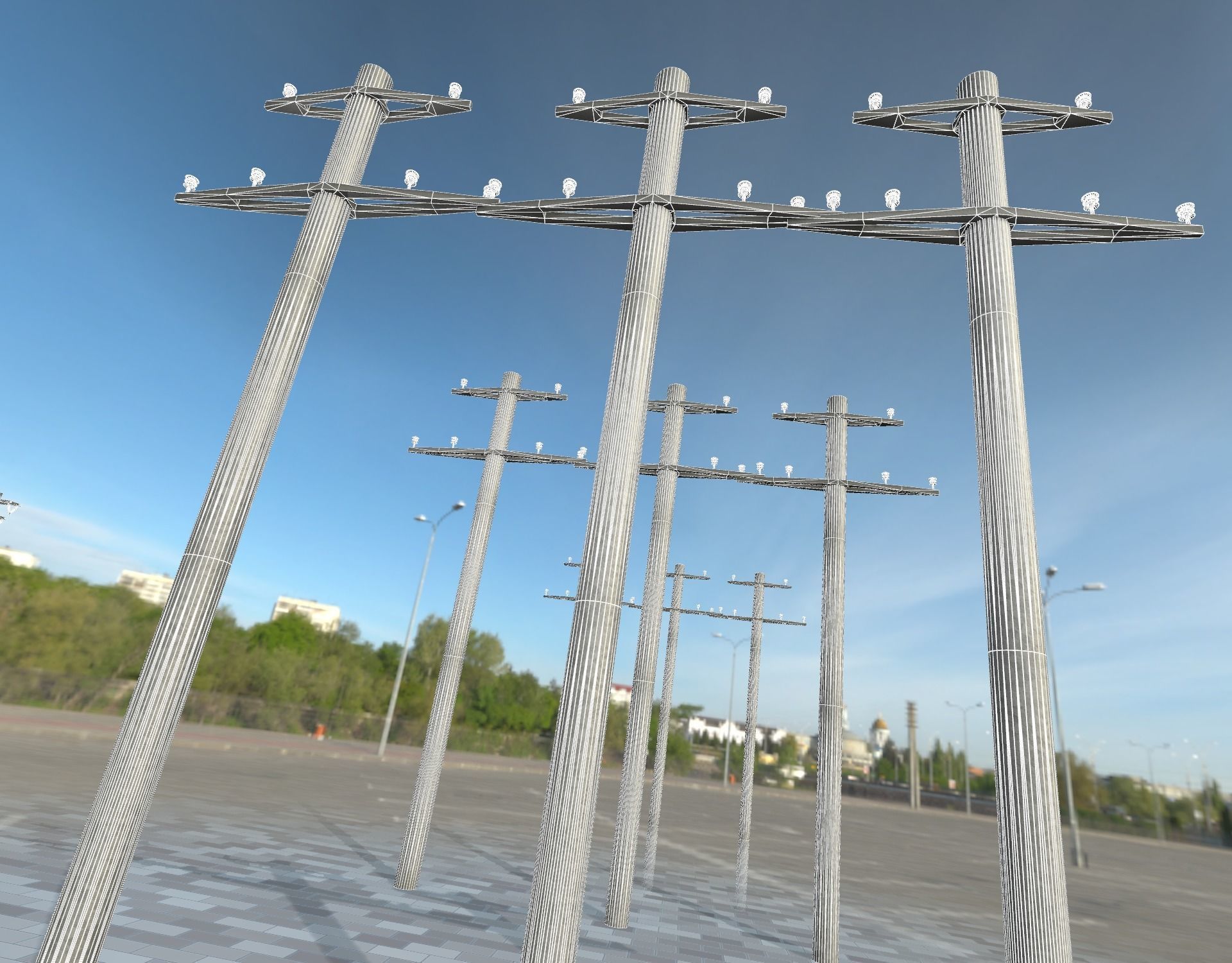 Iron power pole without ladder - Objekt  067 Low-poly 3D model_11