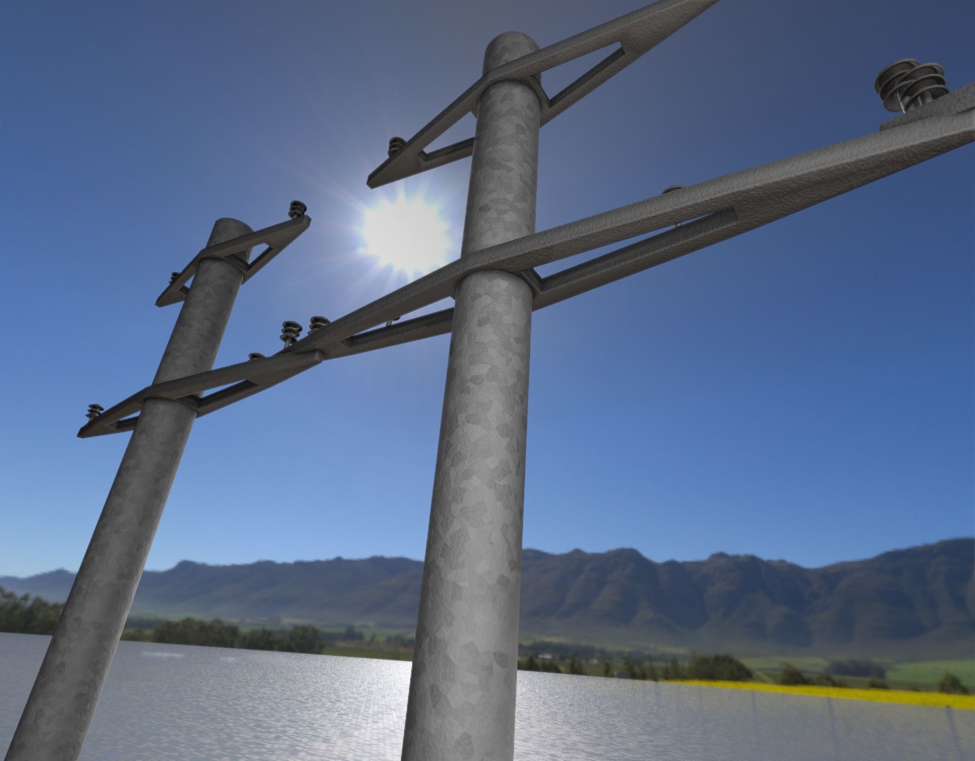 Iron power pole without ladder - Objekt  067 Low-poly 3D model_49