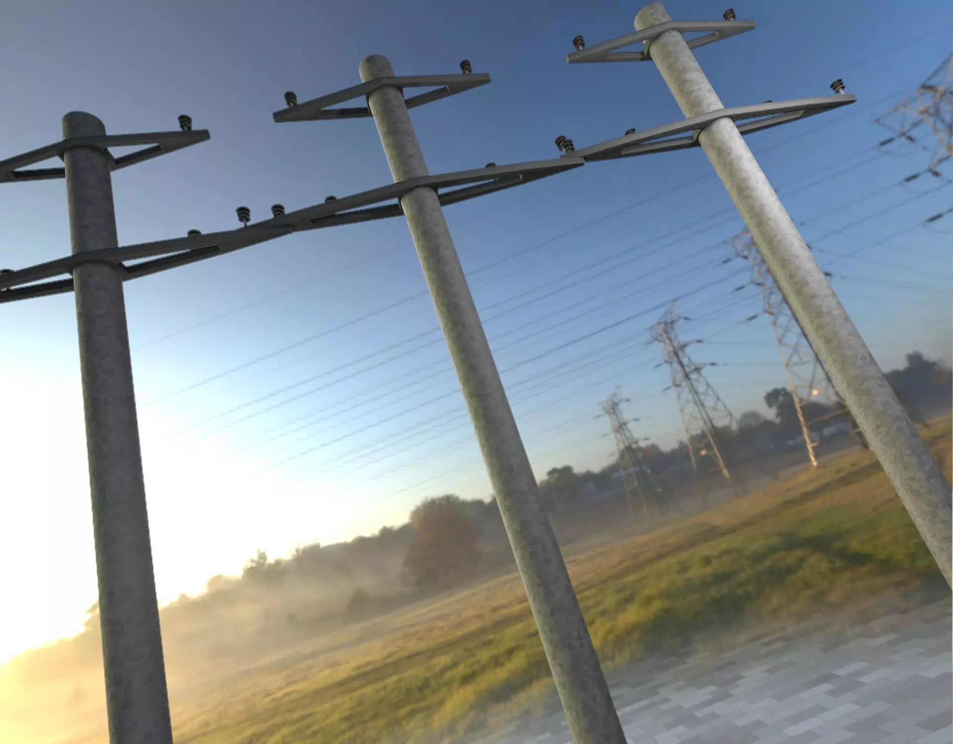Iron power pole without ladder - Objekt  067 Low-poly 3D model_0