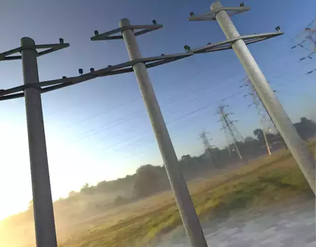 Iron power pole without ladder - Objekt  067 Low-poly 3D model