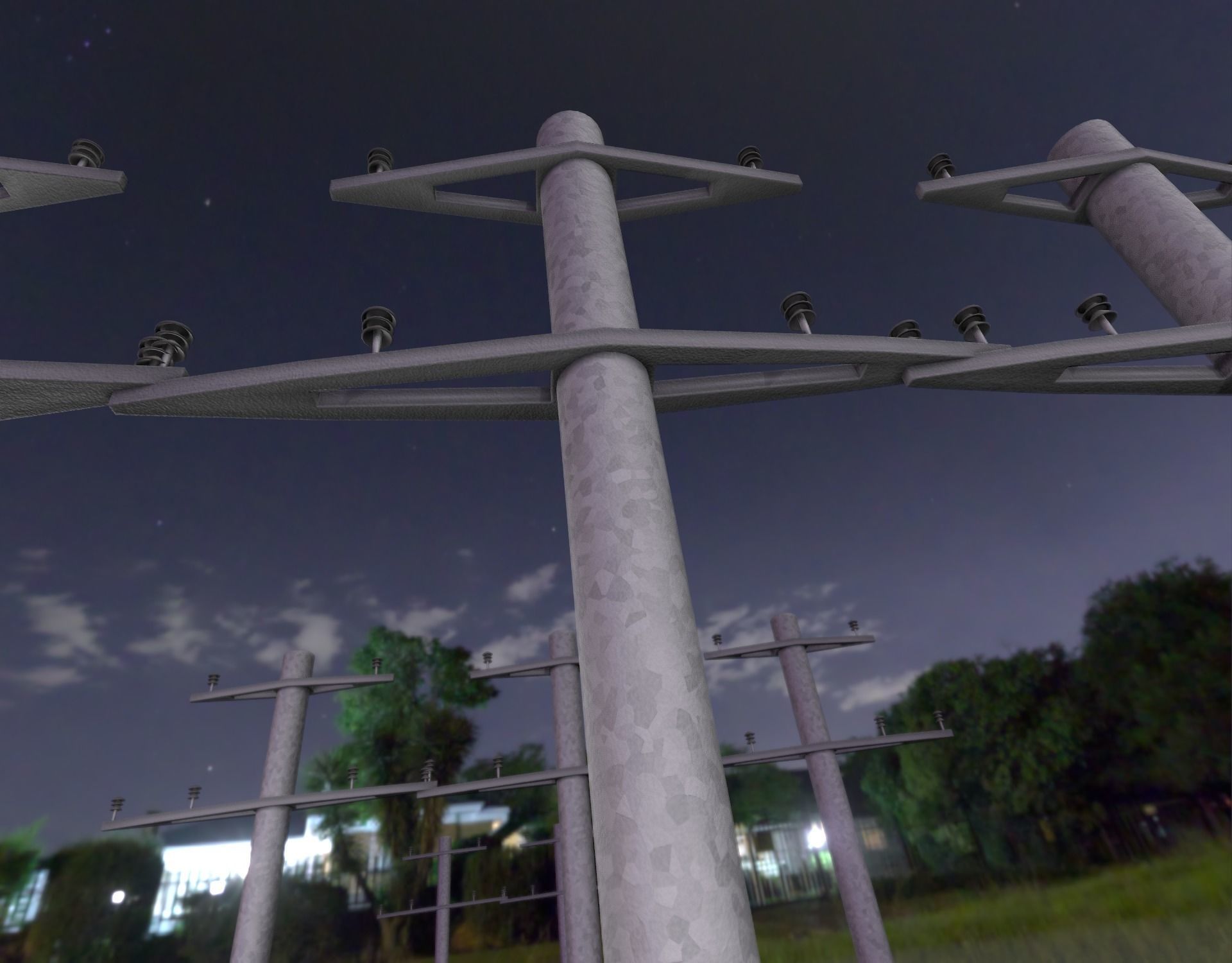 Iron power pole without ladder - Objekt  067 Low-poly 3D model_44