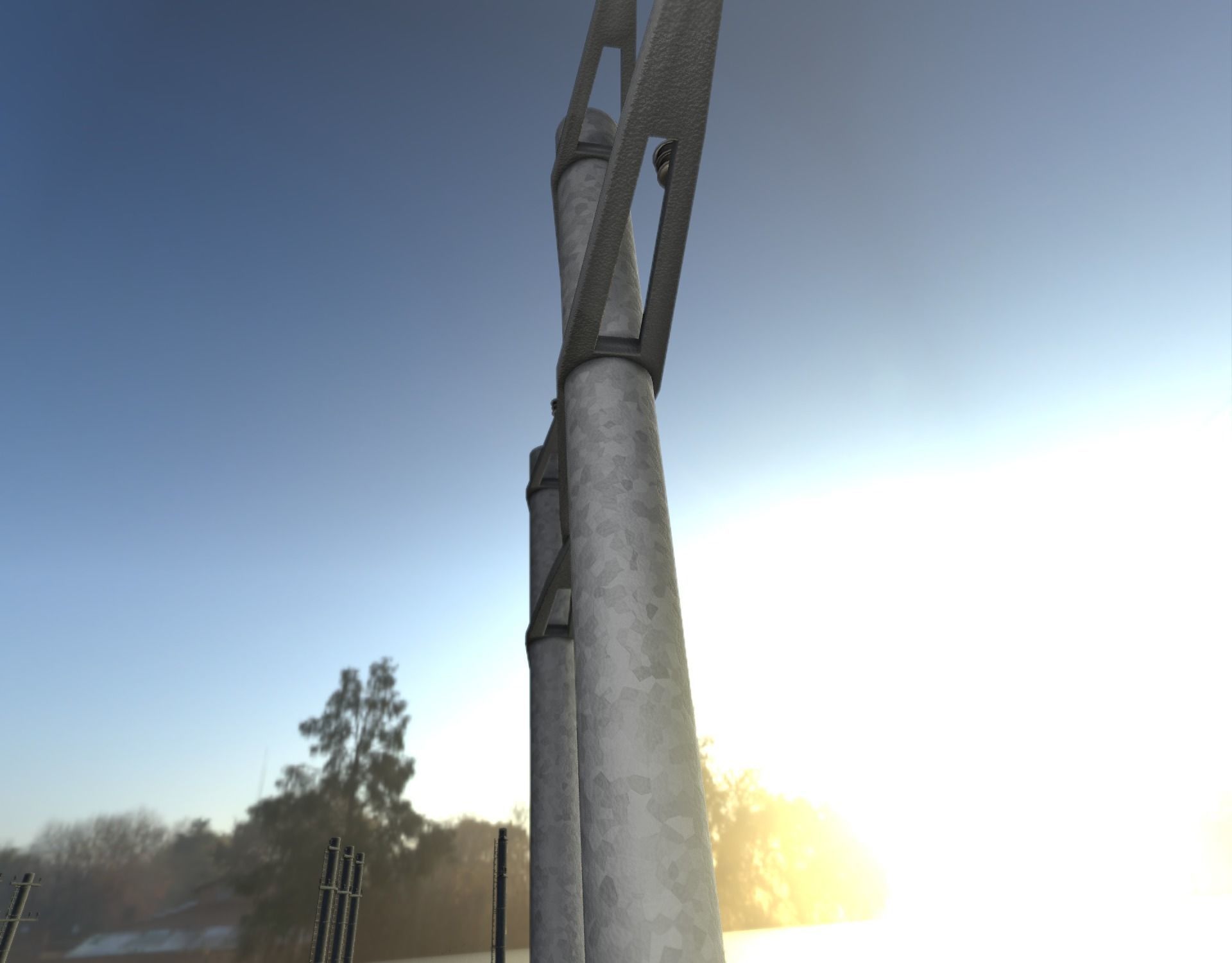 Iron power pole without ladder - Objekt  067 Low-poly 3D model_45