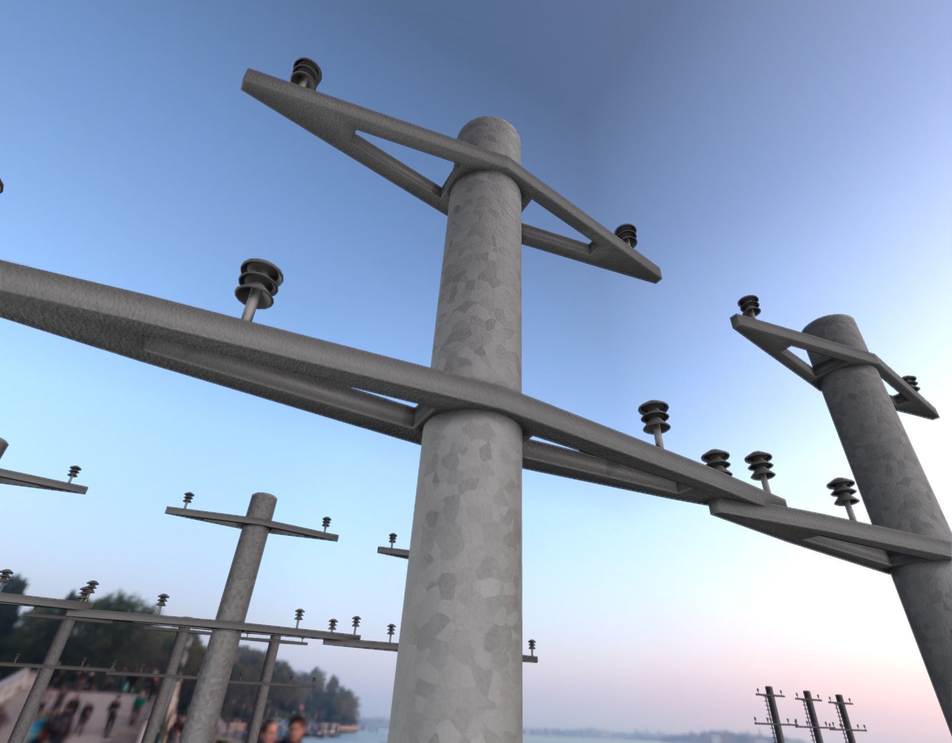 Iron power pole without ladder - Objekt  067 Low-poly 3D model_7