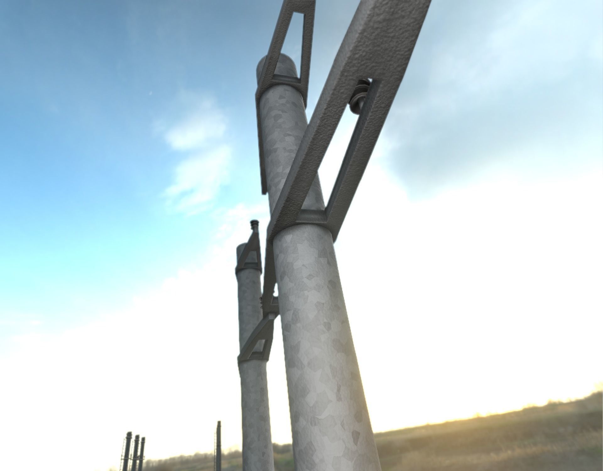 Iron power pole without ladder - Objekt  067 Low-poly 3D model_21