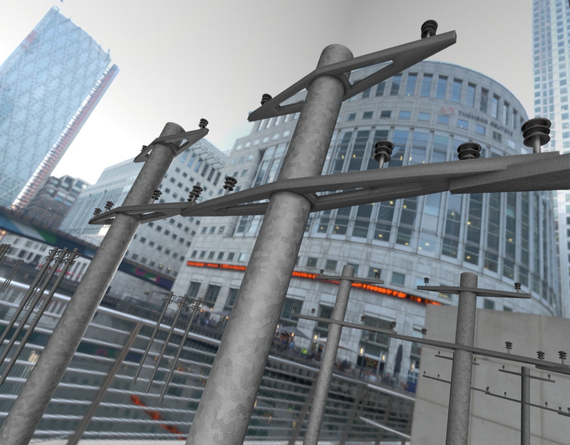 Iron power pole without ladder - Objekt  067 Low-poly 3D model_17