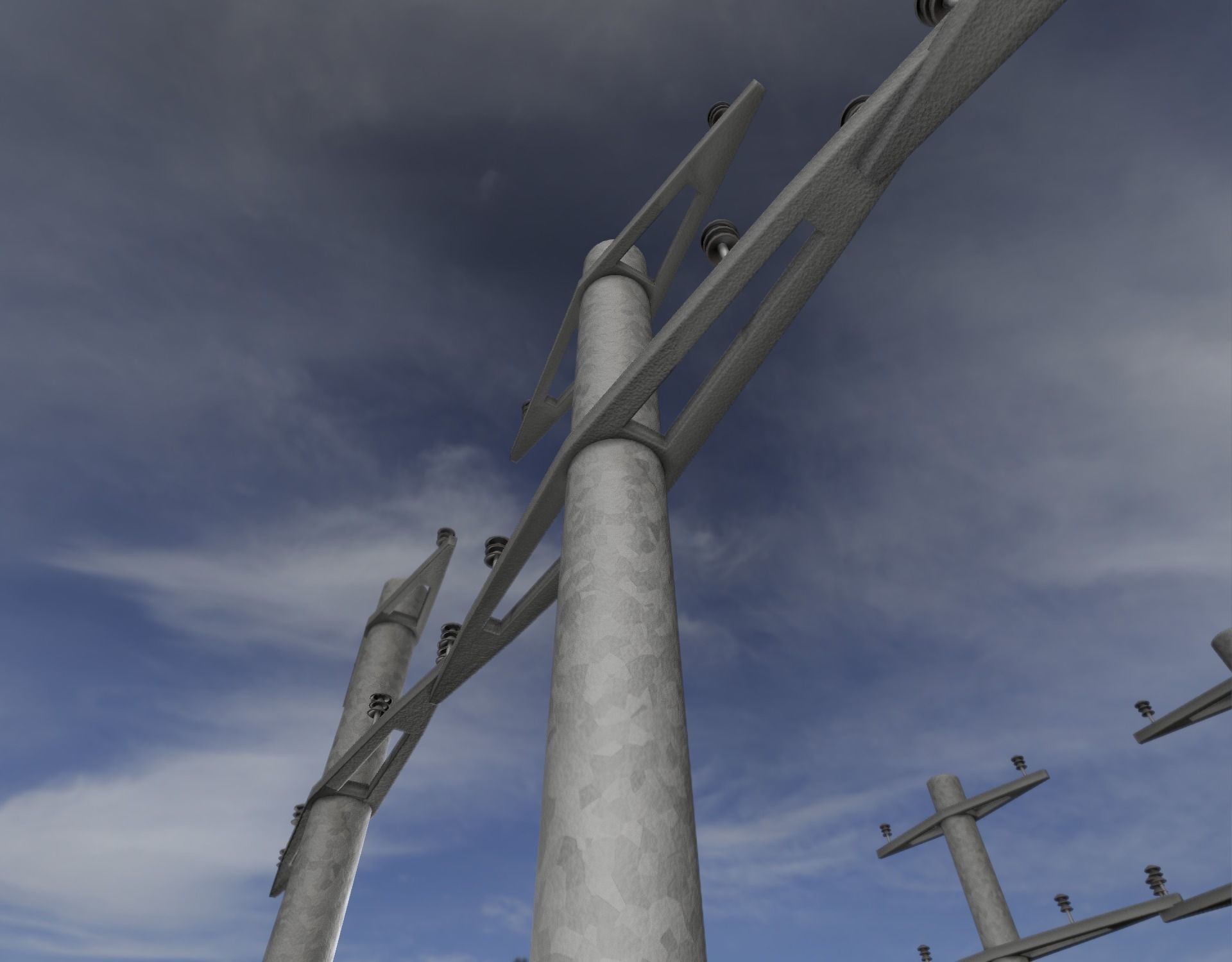 Iron power pole without ladder - Objekt  067 Low-poly 3D model_46
