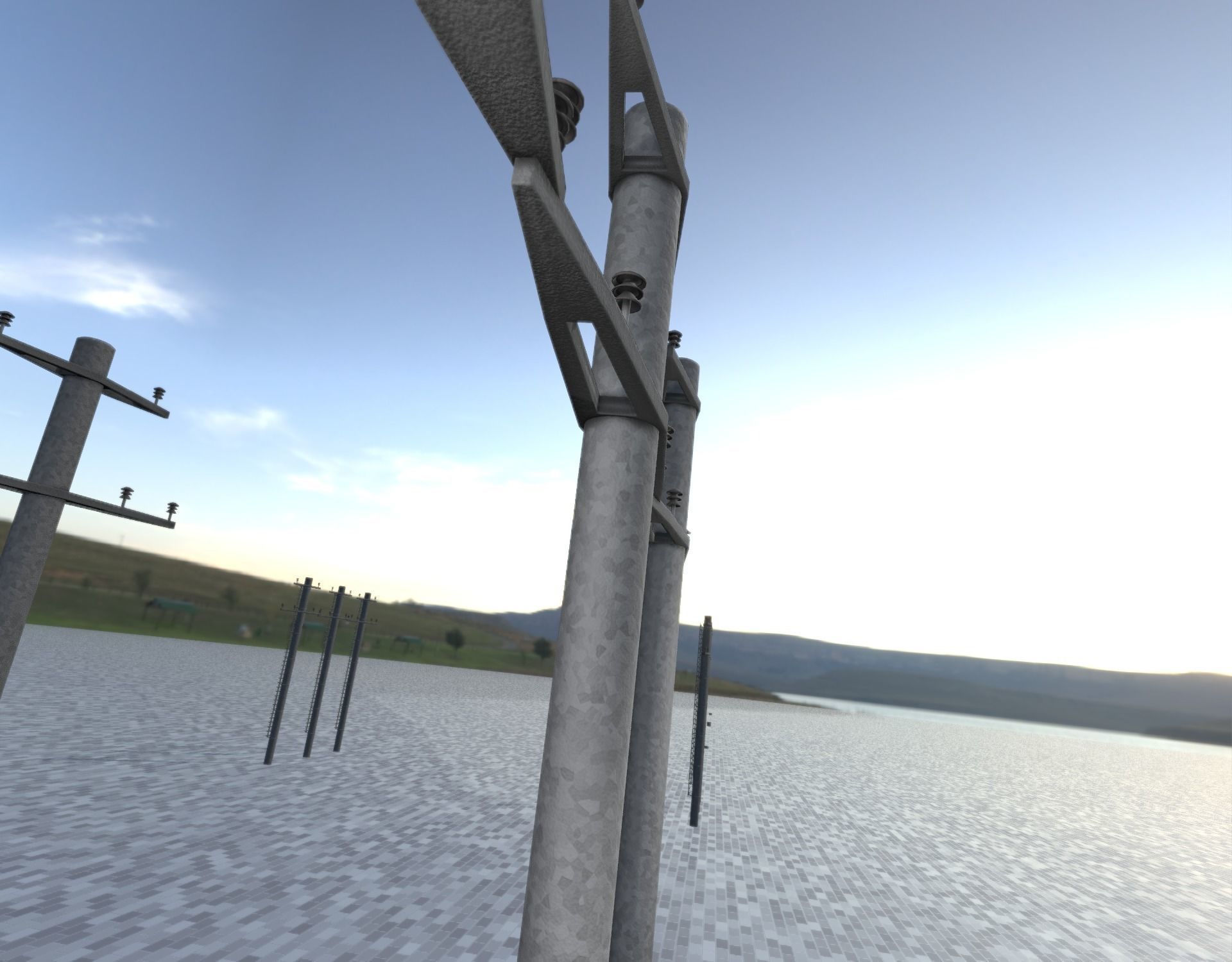 Iron power pole without ladder - Objekt  067 Low-poly 3D model_47