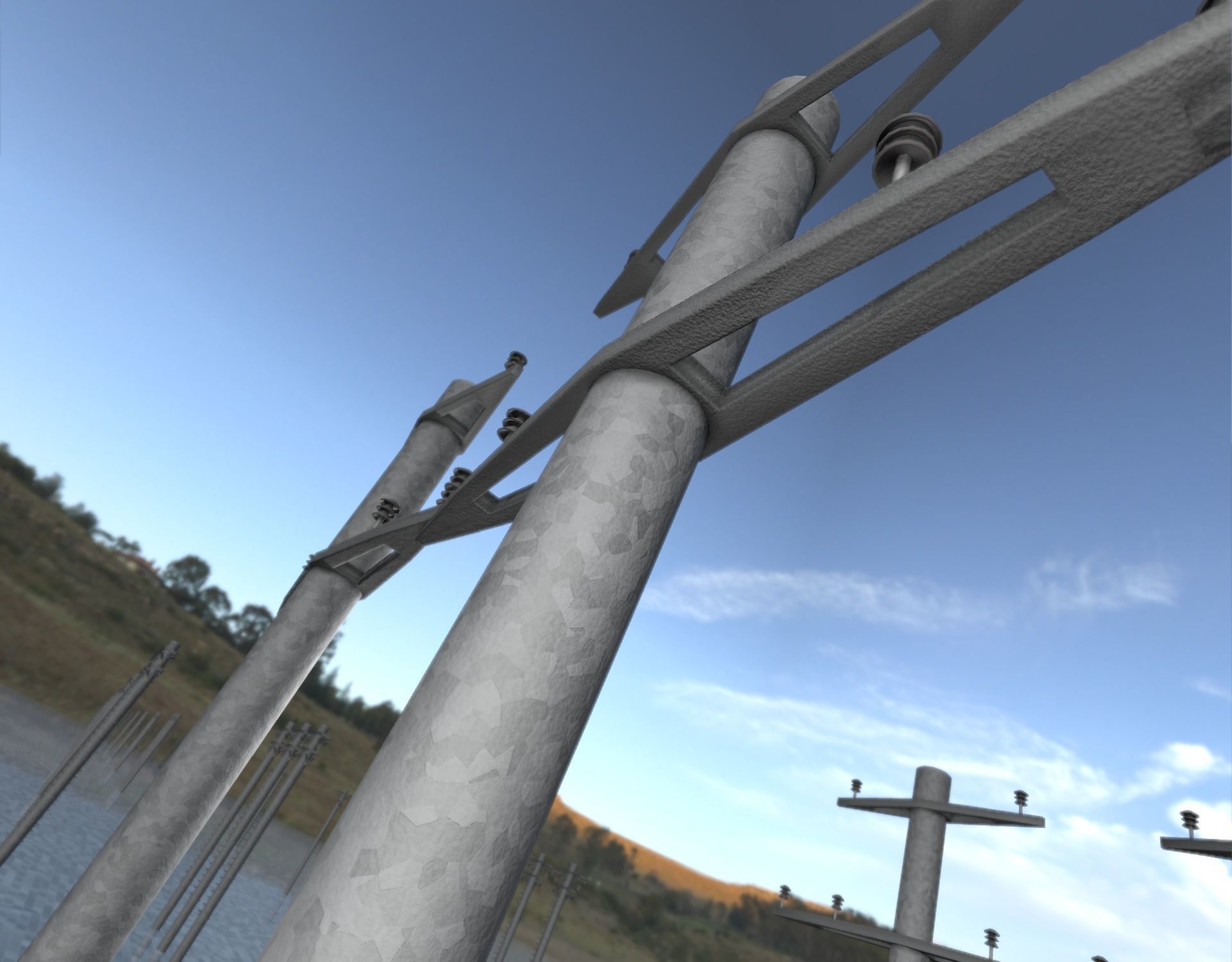 Iron power pole without ladder - Objekt  067 Low-poly 3D model_24