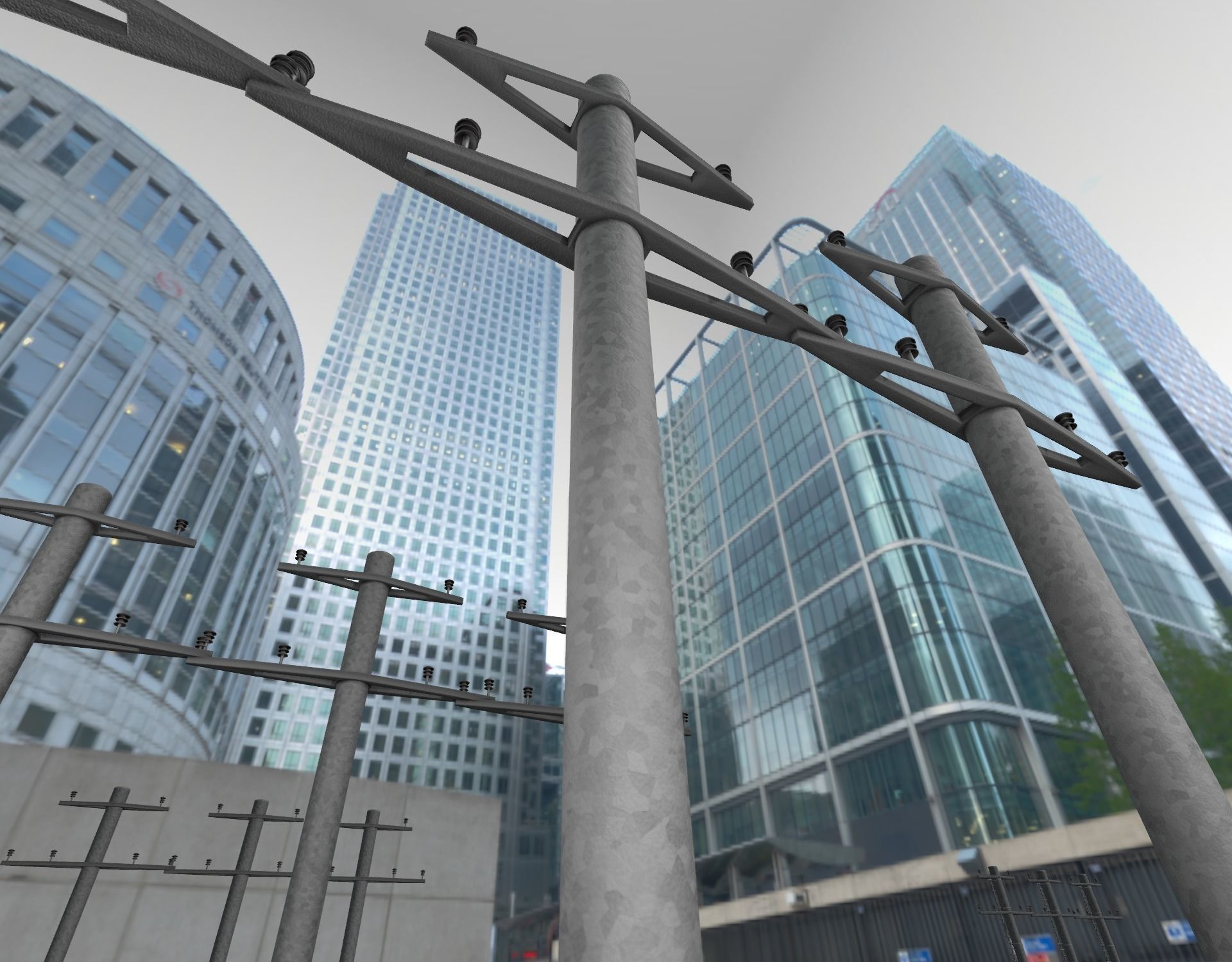 Iron power pole without ladder - Objekt  067 Low-poly 3D model_39