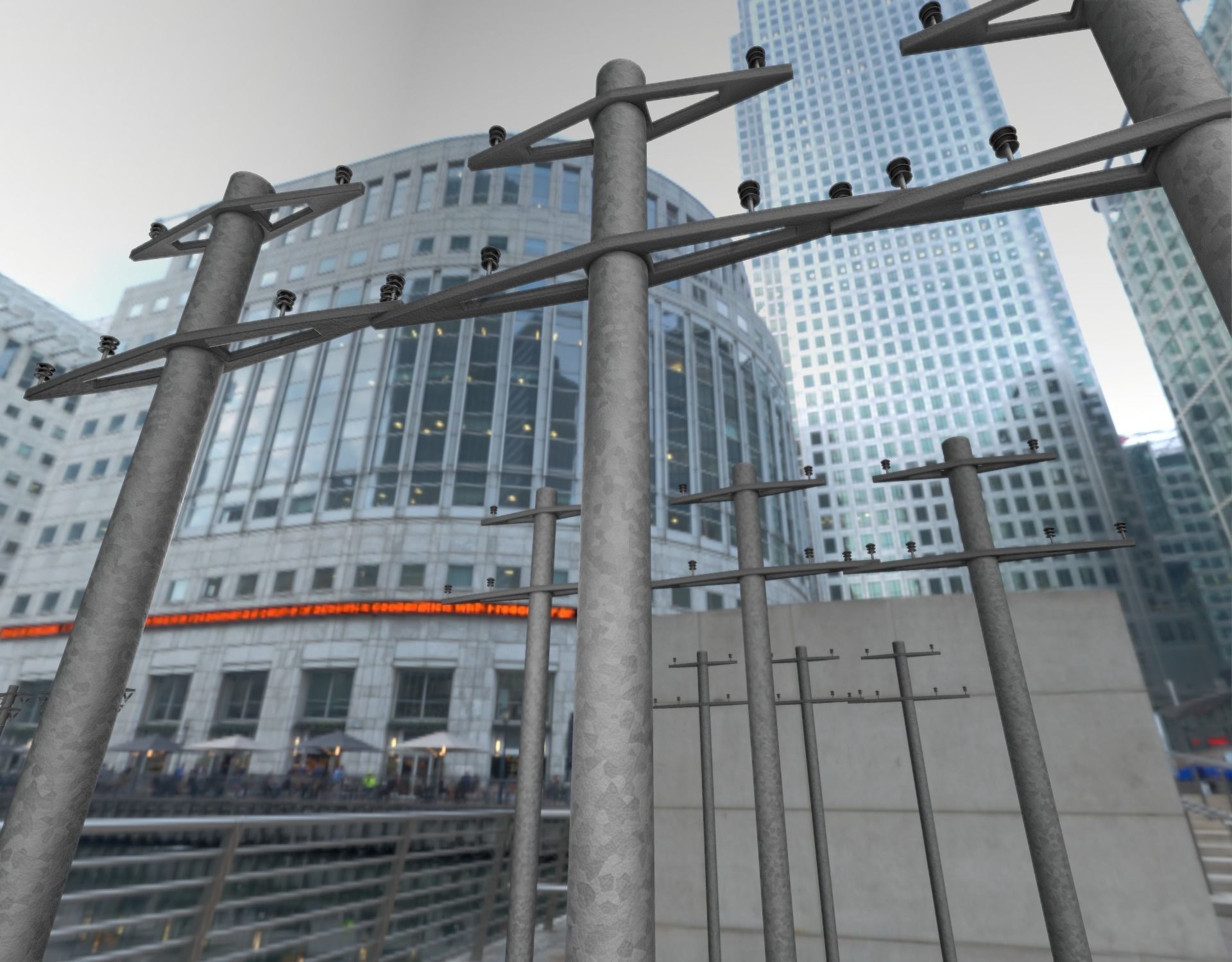 Iron power pole without ladder - Objekt  067 Low-poly 3D model_8