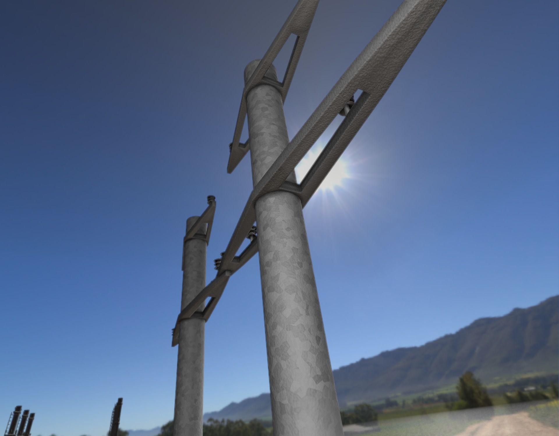 Iron power pole without ladder - Objekt  067 Low-poly 3D model_26