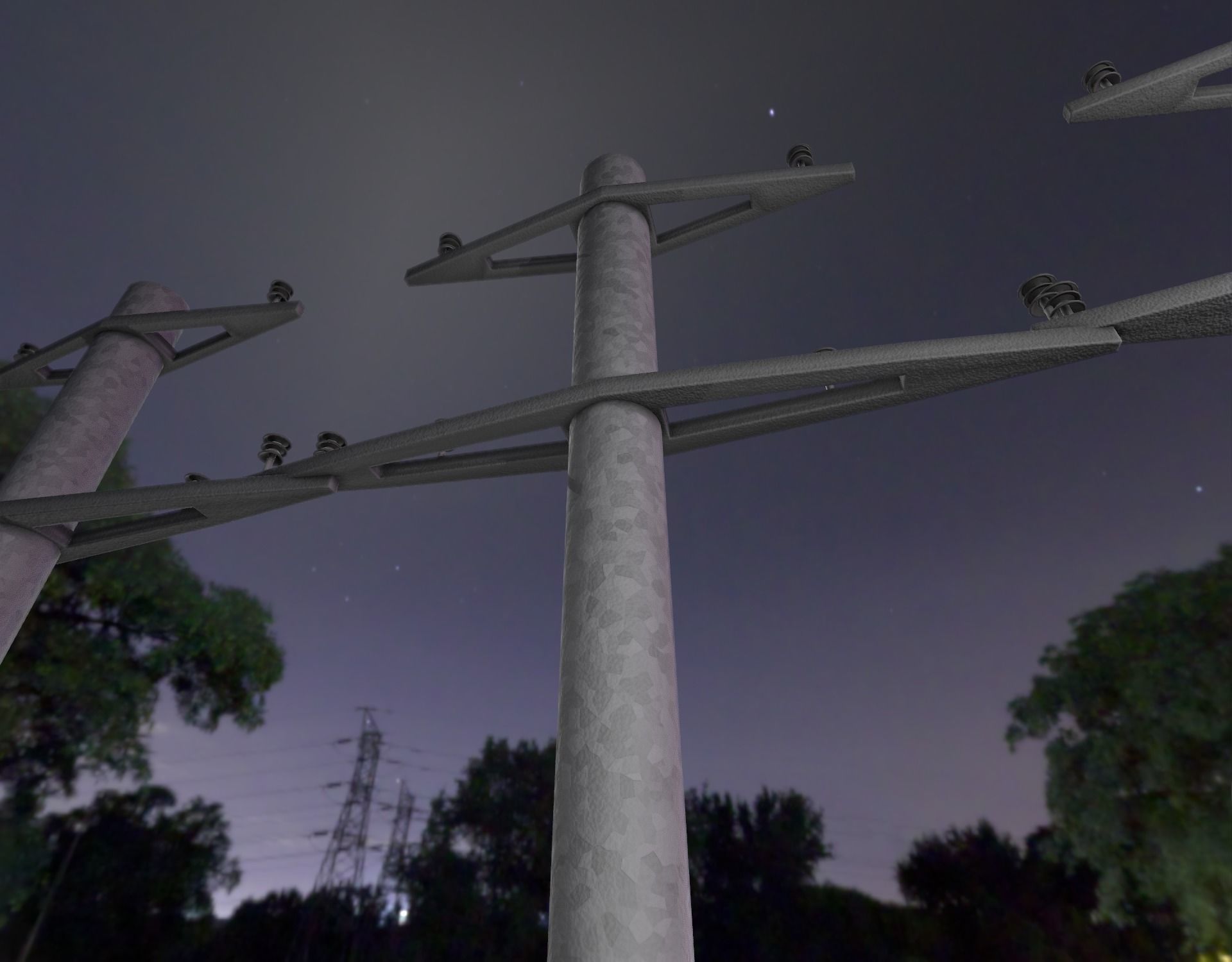 Iron power pole without ladder - Objekt  067 Low-poly 3D model_22