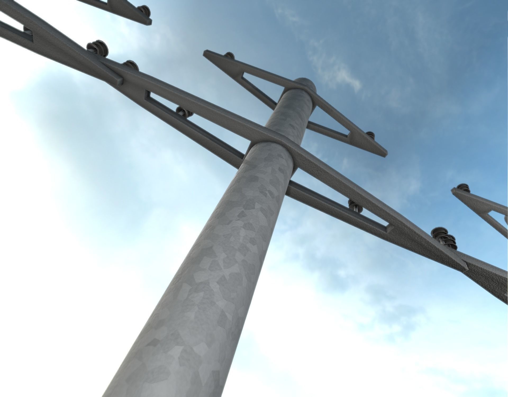 Iron power pole without ladder - Objekt  067 Low-poly 3D model_43