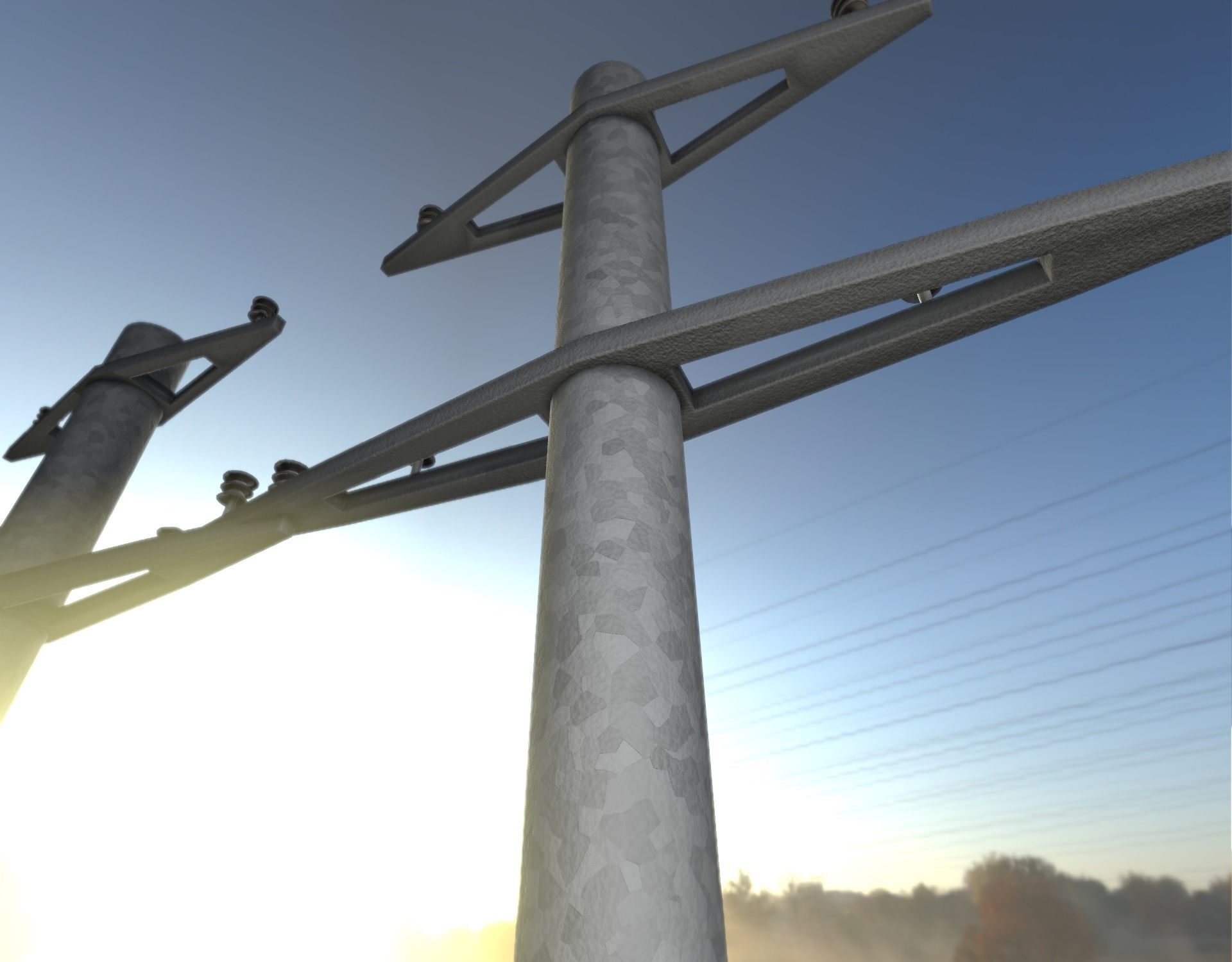 Iron power pole without ladder - Objekt  067 Low-poly 3D model_23