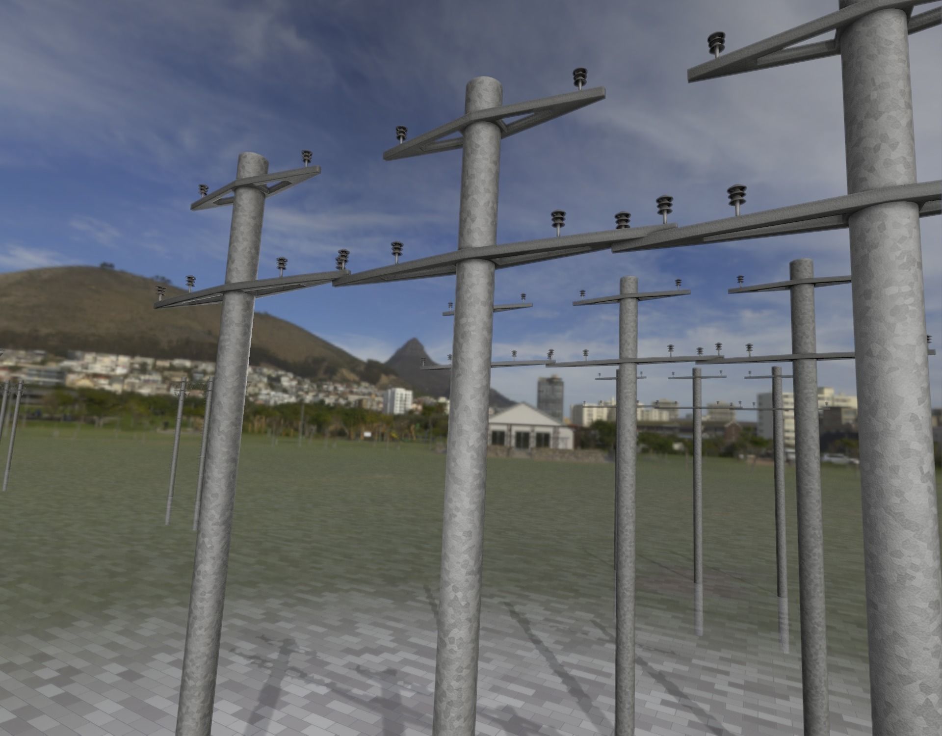 Iron power pole without ladder - Objekt  067 Low-poly 3D model_10