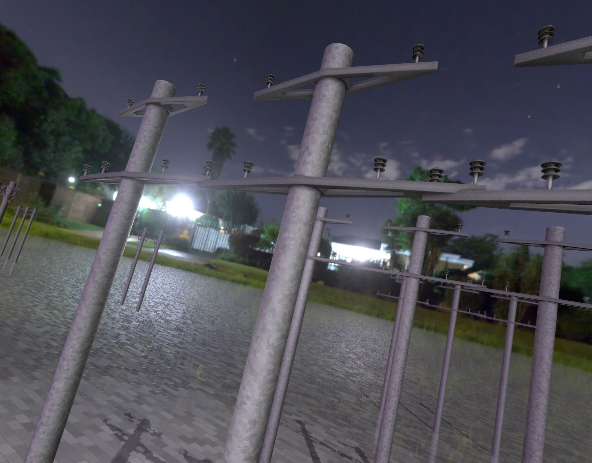 Iron power pole without ladder - Objekt  067 Low-poly 3D model_14