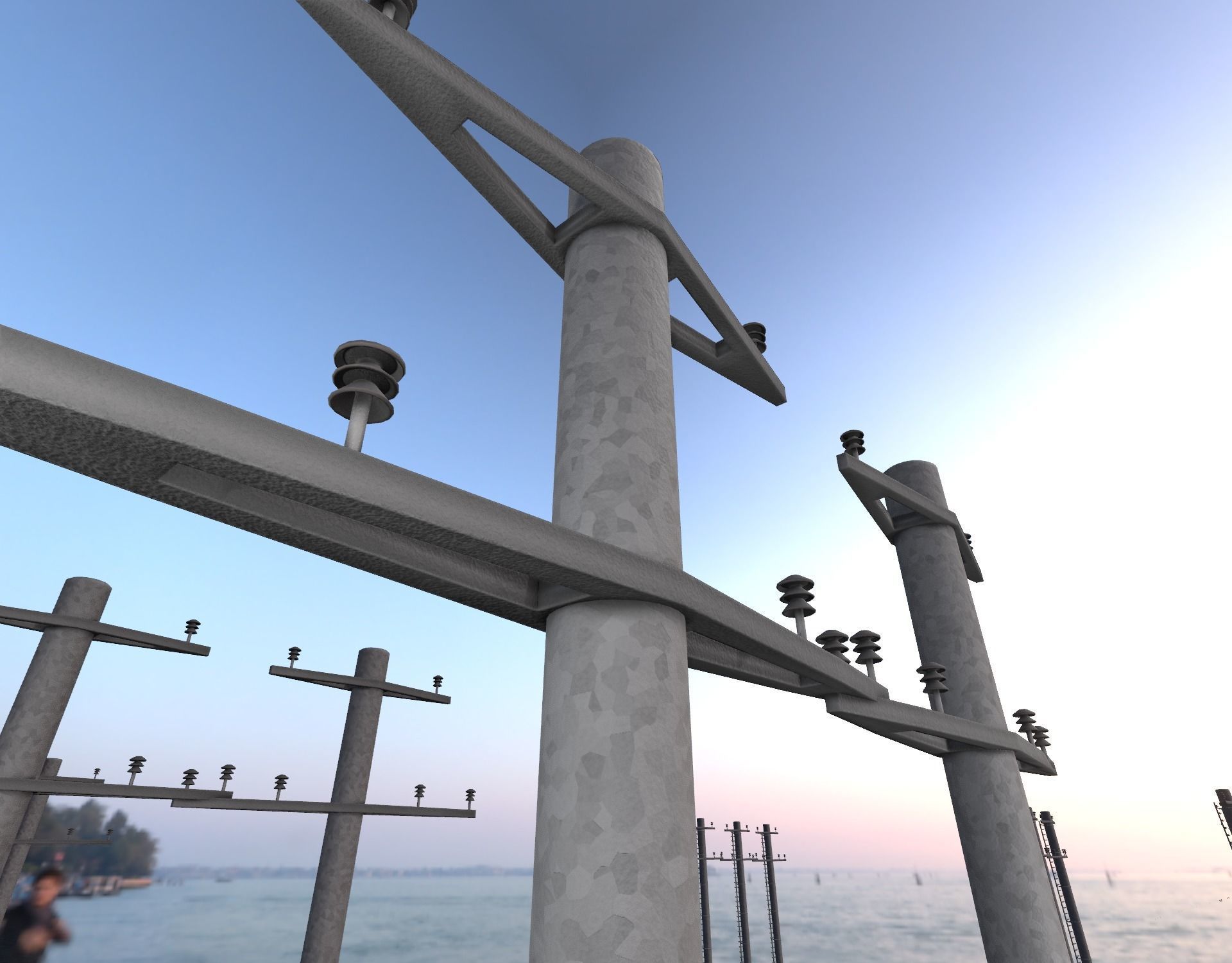 Iron power pole without ladder - Objekt  067 Low-poly 3D model_40
