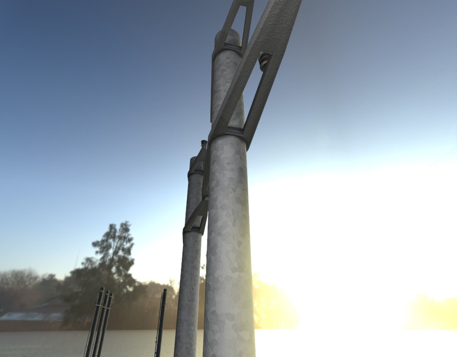 Iron power pole without ladder - Objekt  067 Low-poly 3D model_28
