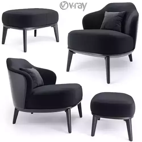 Leslie Ottoman Minotti With Leslie Armless Chair