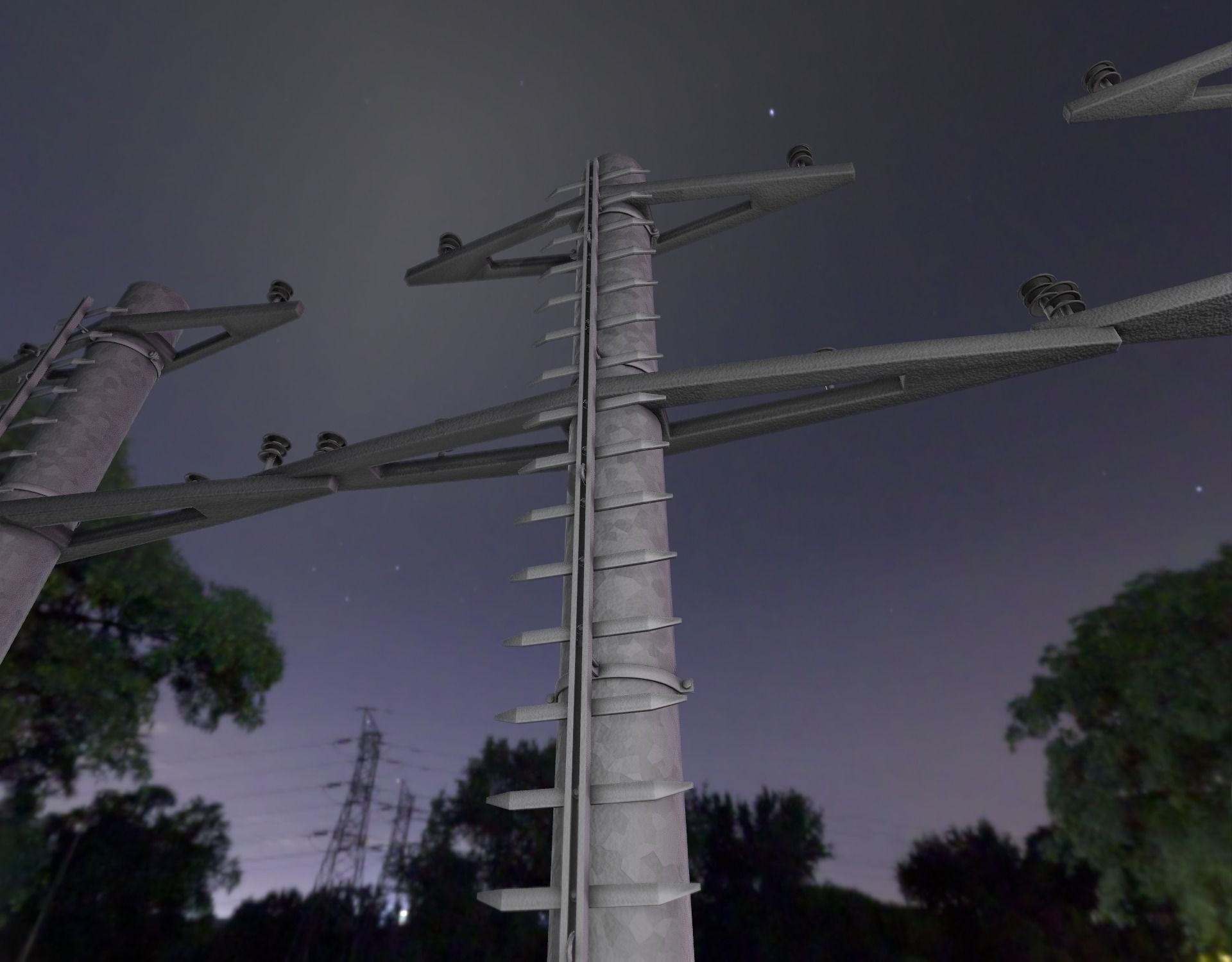 Steel power pole with ladder - Objekt 068 Low-poly 3D model_24