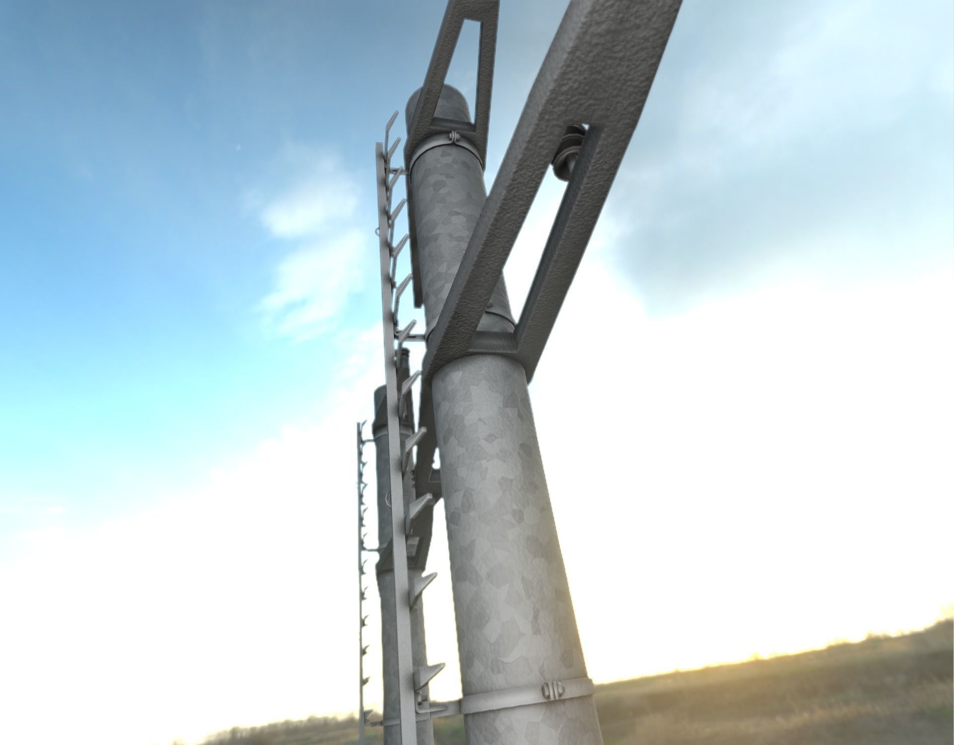 Steel power pole with ladder - Objekt 068 Low-poly 3D model_23