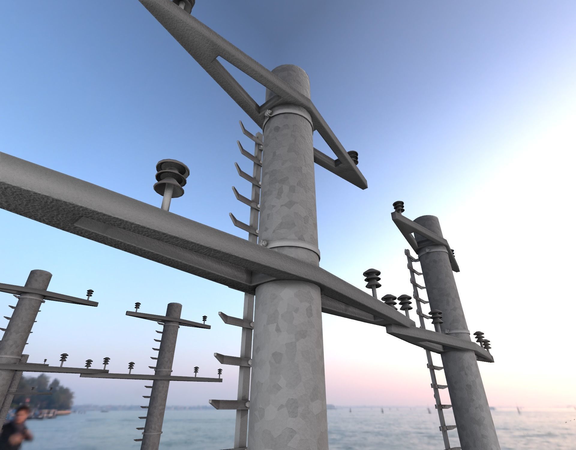 Steel power pole with ladder - Objekt 068 Low-poly 3D model_40