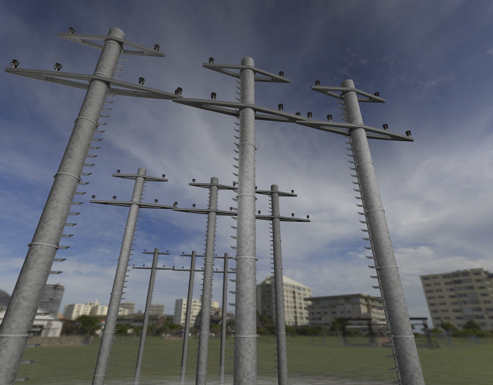 Steel power pole with ladder - Objekt 068 Low-poly 3D model_38