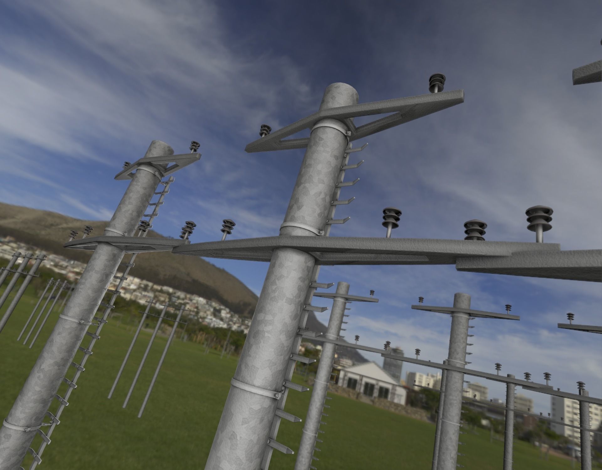 Steel power pole with ladder - Objekt 068 Low-poly 3D model_19