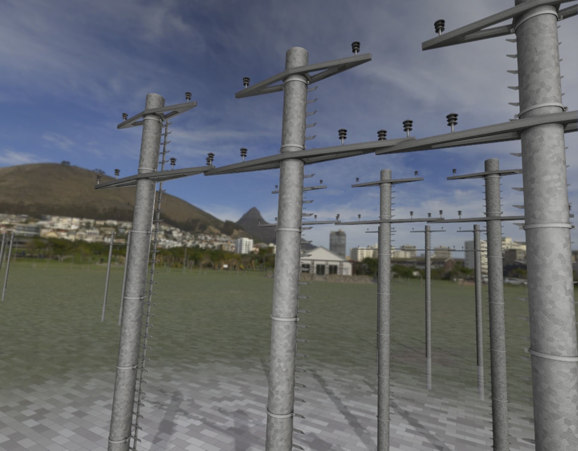 Steel power pole with ladder - Objekt 068 Low-poly 3D model_13