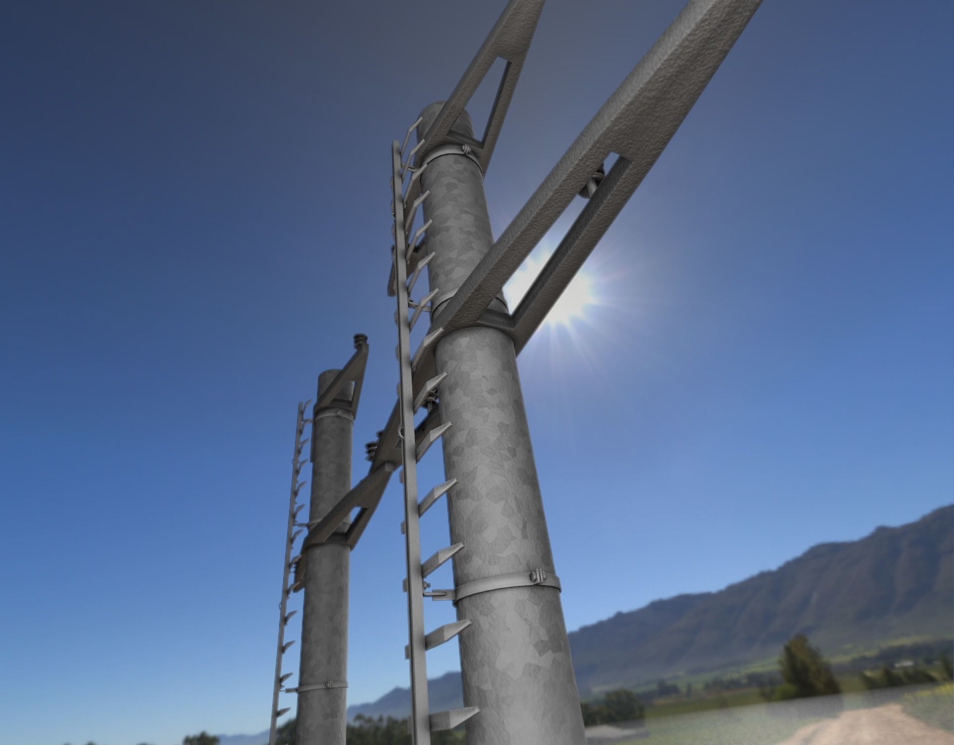 Steel power pole with ladder - Objekt 068 Low-poly 3D model_27