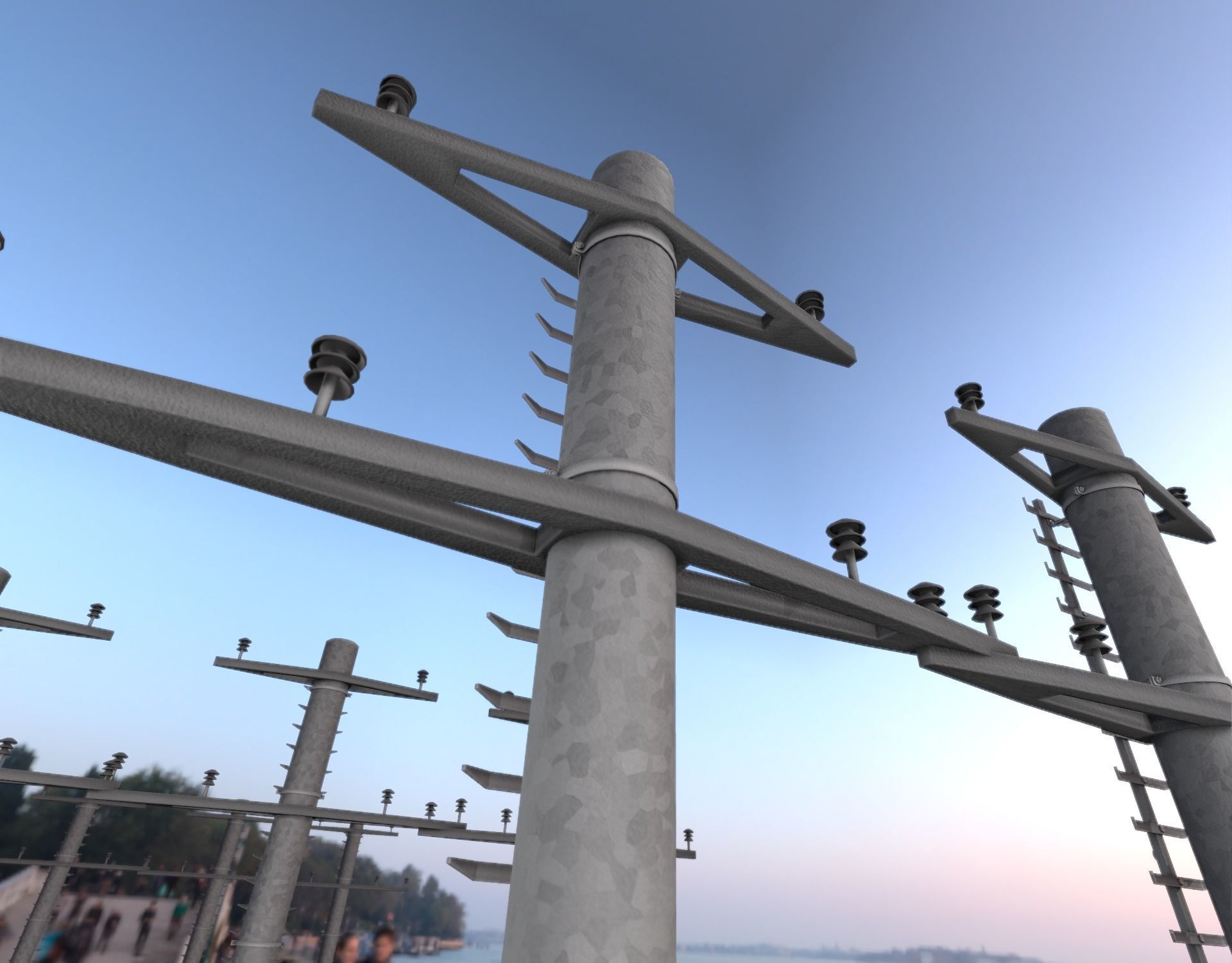 Steel power pole with ladder - Objekt 068 Low-poly 3D model_10