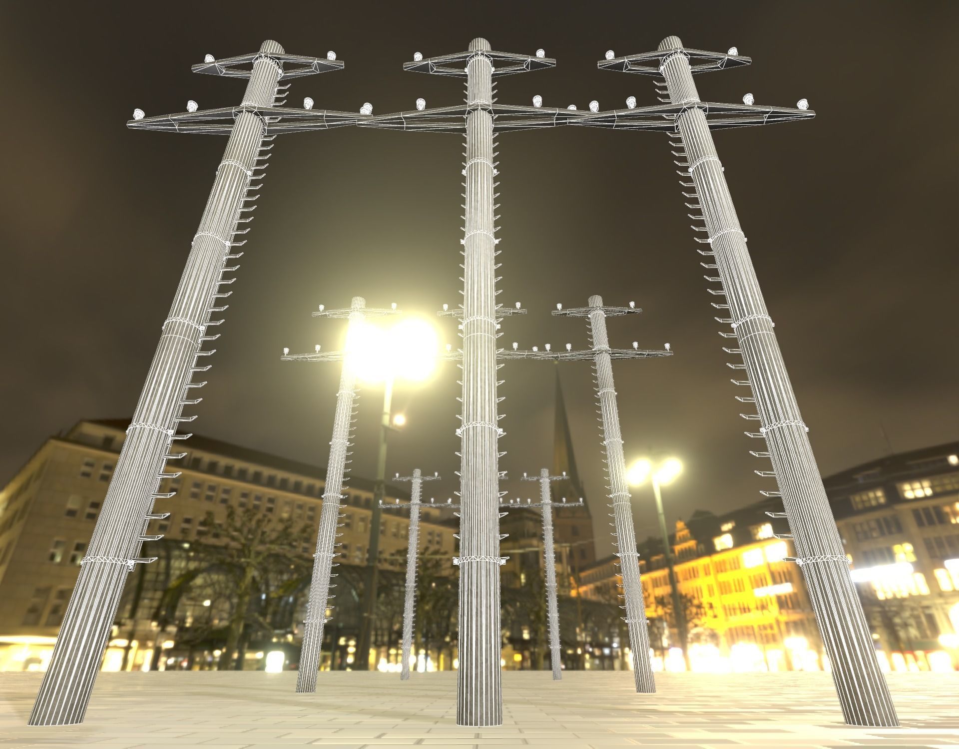 Steel power pole with ladder - Objekt 068 Low-poly 3D model_7