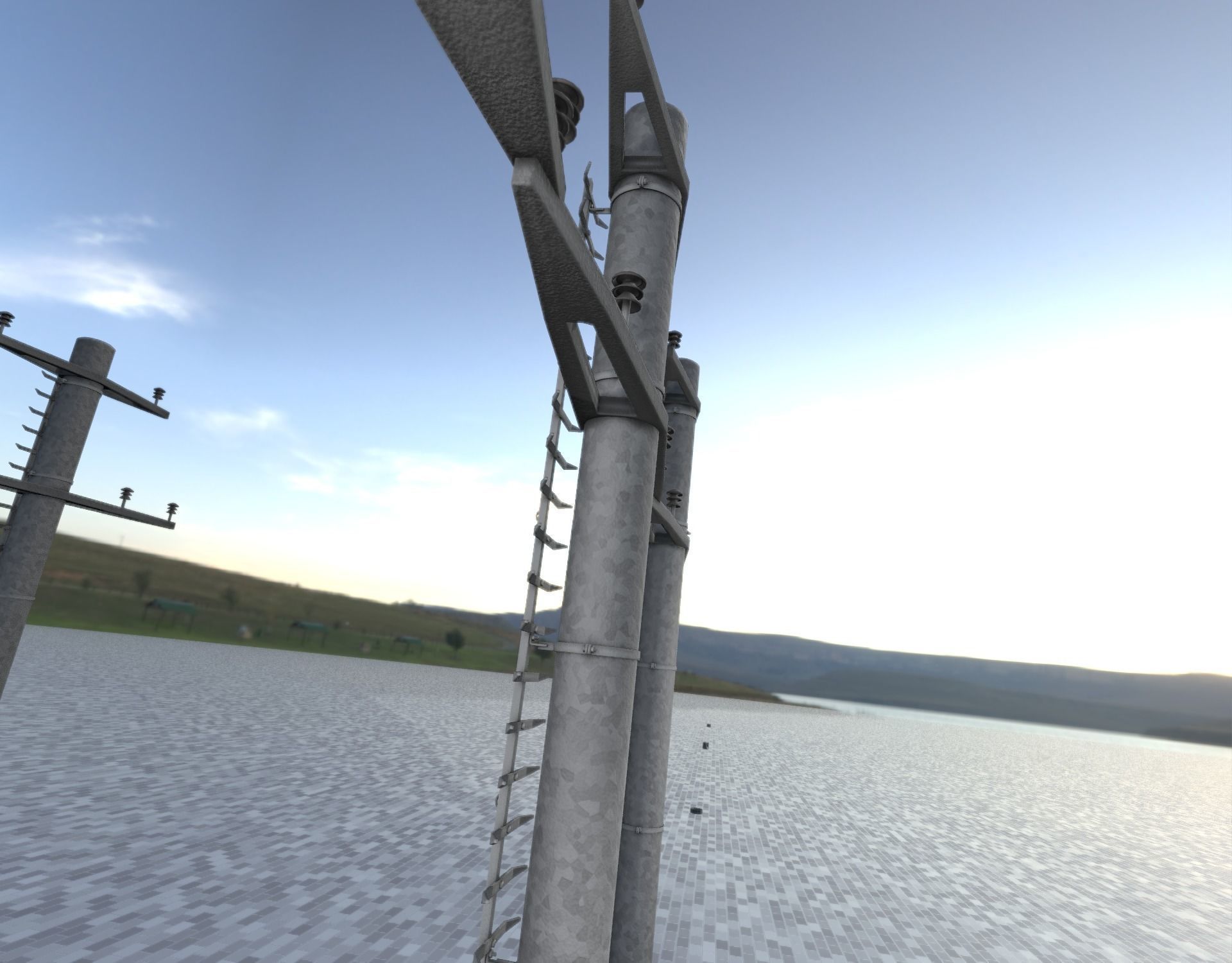 Steel power pole with ladder - Objekt 068 Low-poly 3D model_47