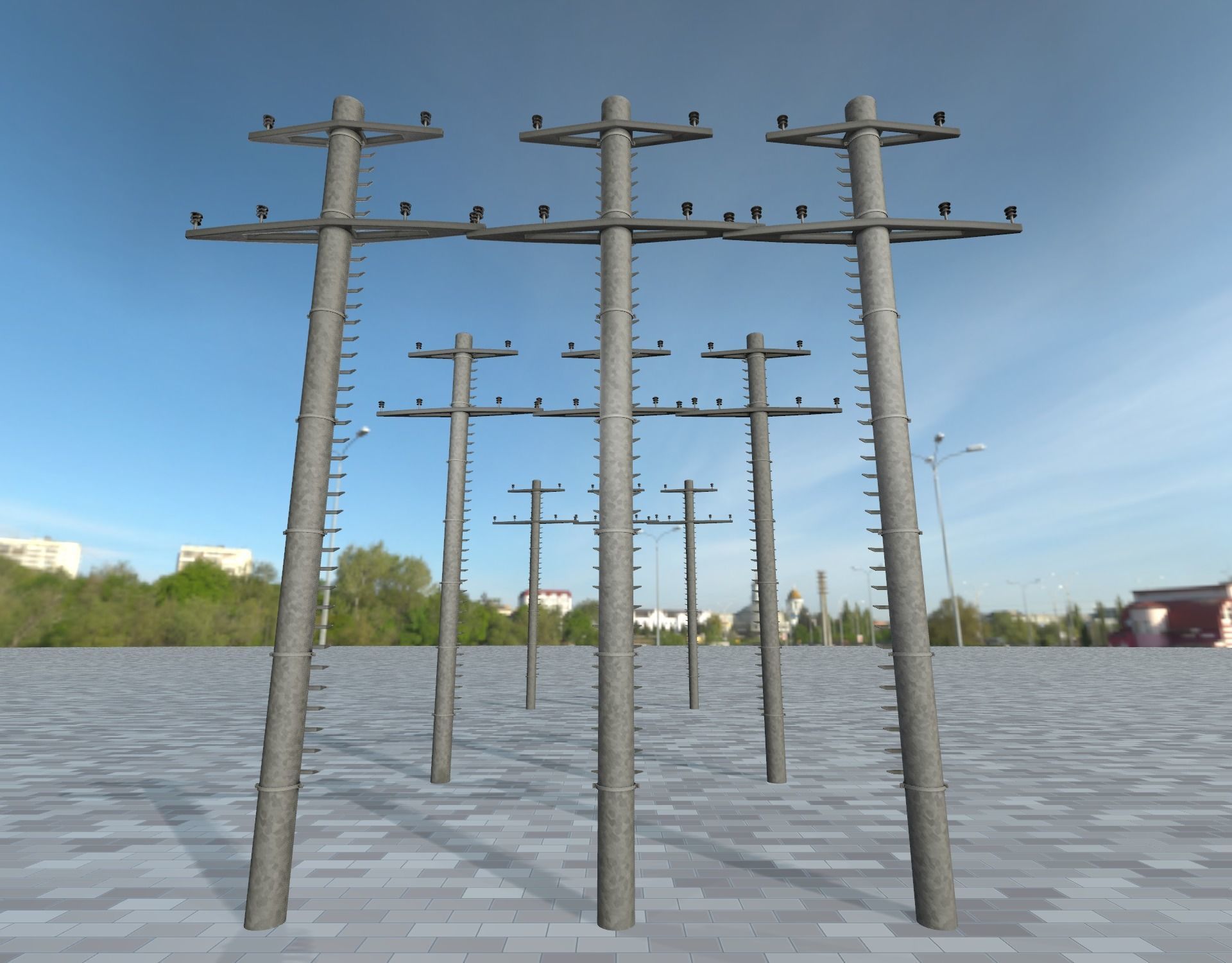 Steel power pole with ladder - Objekt 068 Low-poly 3D model_6