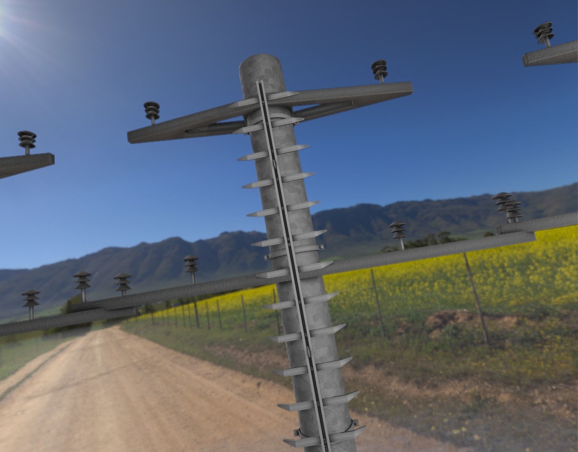 Steel power pole with ladder - Objekt 068 Low-poly 3D model_21