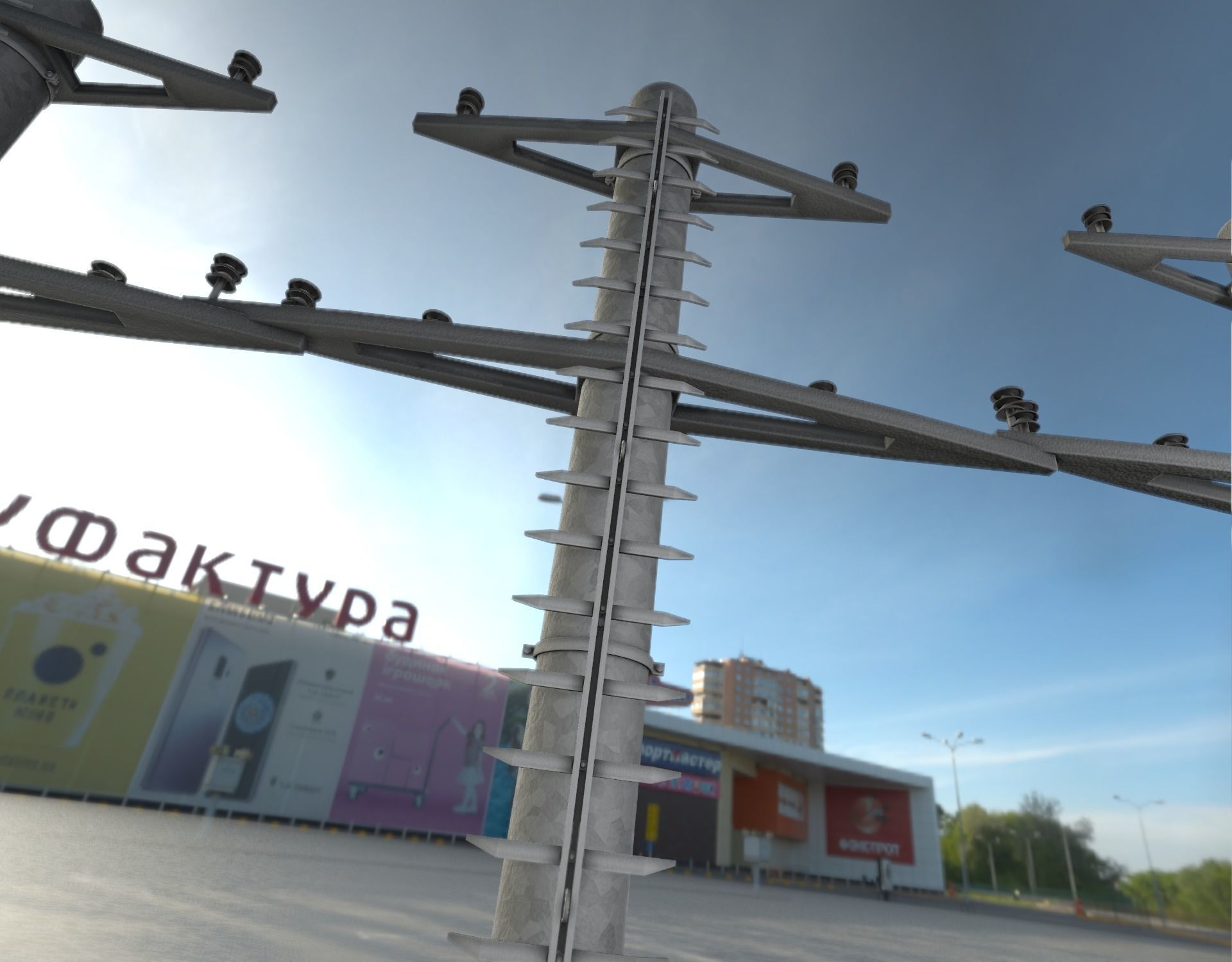 Steel power pole with ladder - Objekt 068 Low-poly 3D model_30