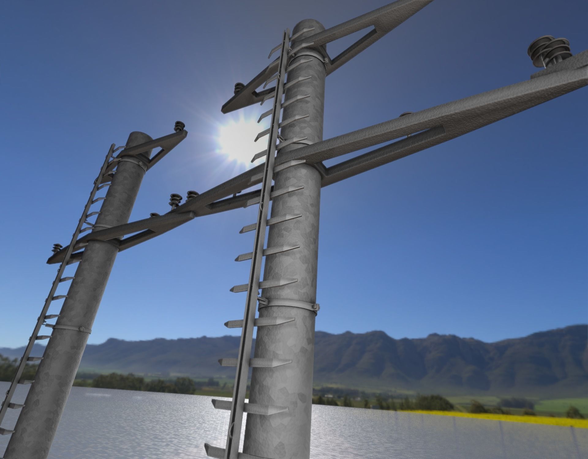 Steel power pole with ladder - Objekt 068 Low-poly 3D model_49