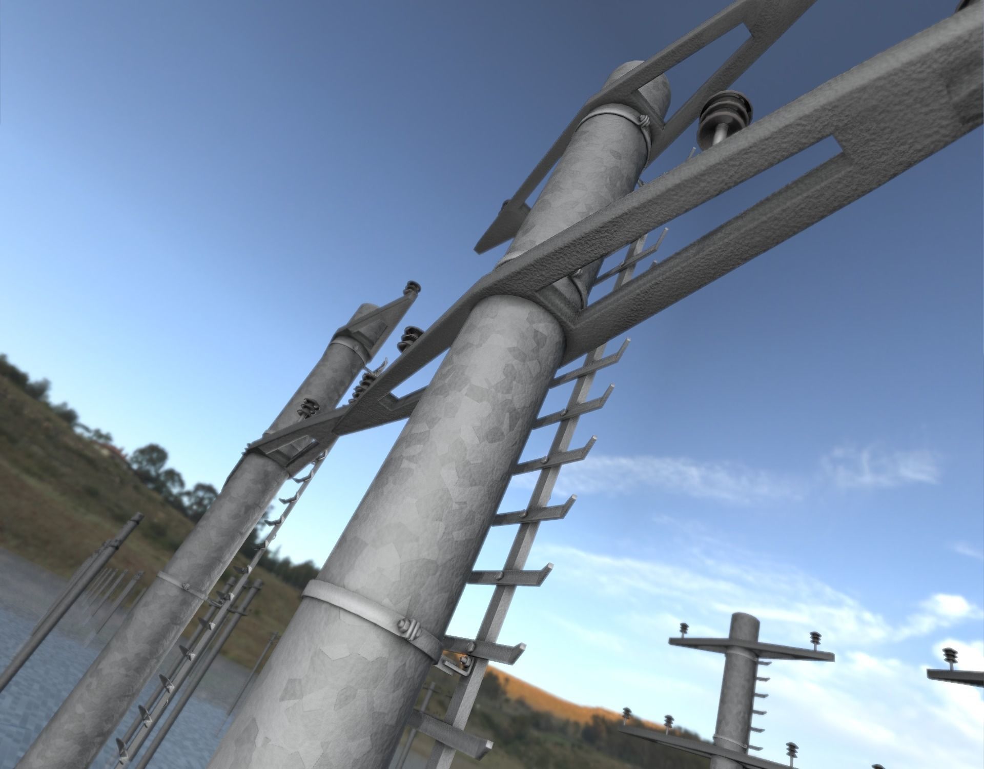 Steel power pole with ladder - Objekt 068 Low-poly 3D model_25