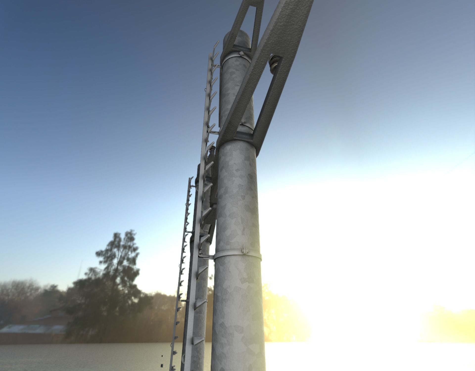 Steel power pole with ladder - Objekt 068 Low-poly 3D model_29