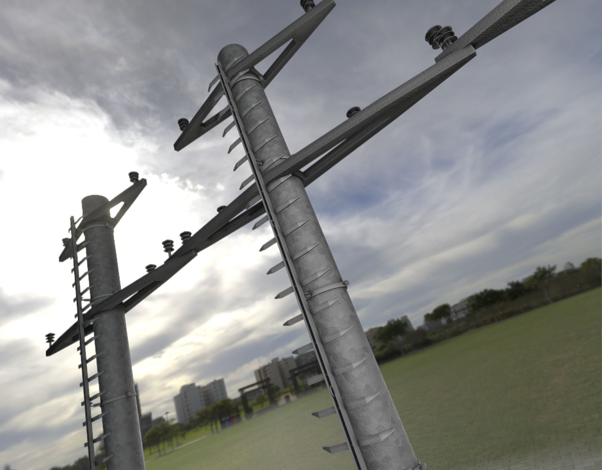 Steel power pole with ladder - Objekt 068 Low-poly 3D model_48