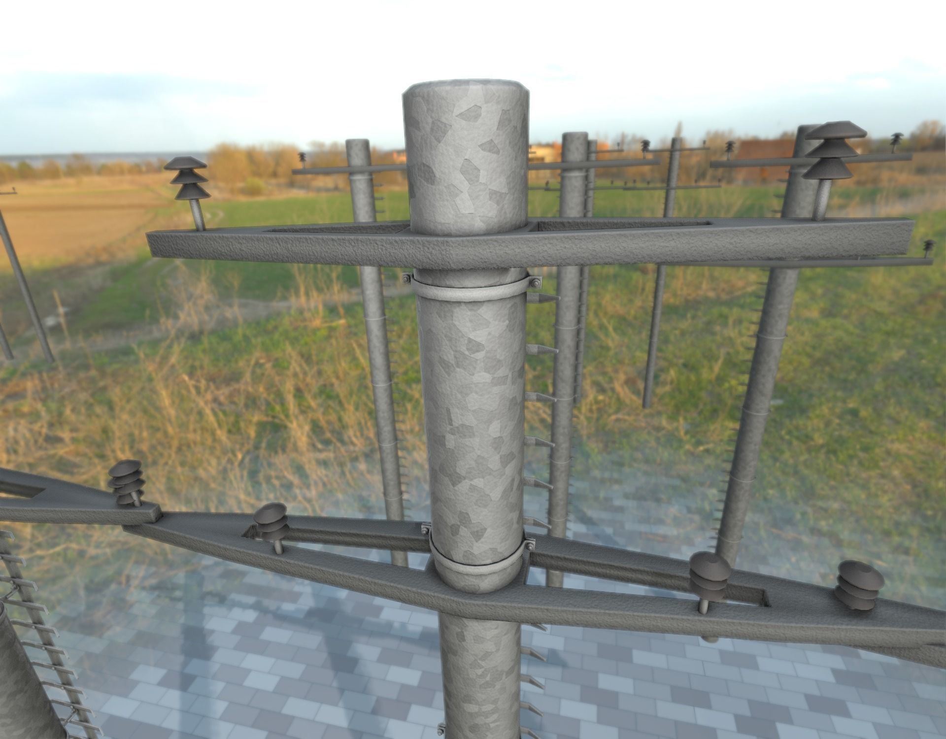 Steel power pole with ladder - Objekt 068 Low-poly 3D model_33