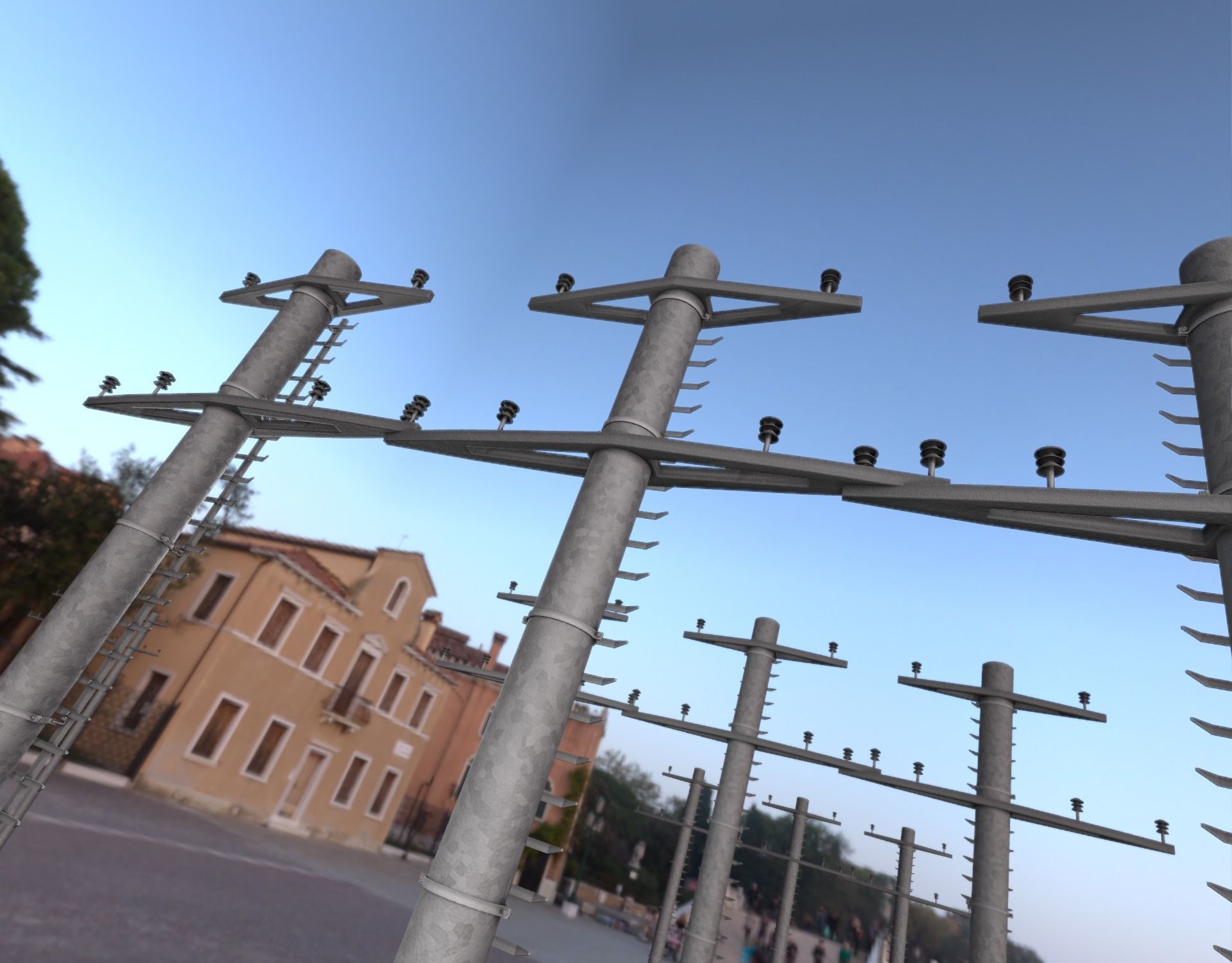 Steel power pole with ladder - Objekt 068 Low-poly 3D model_3