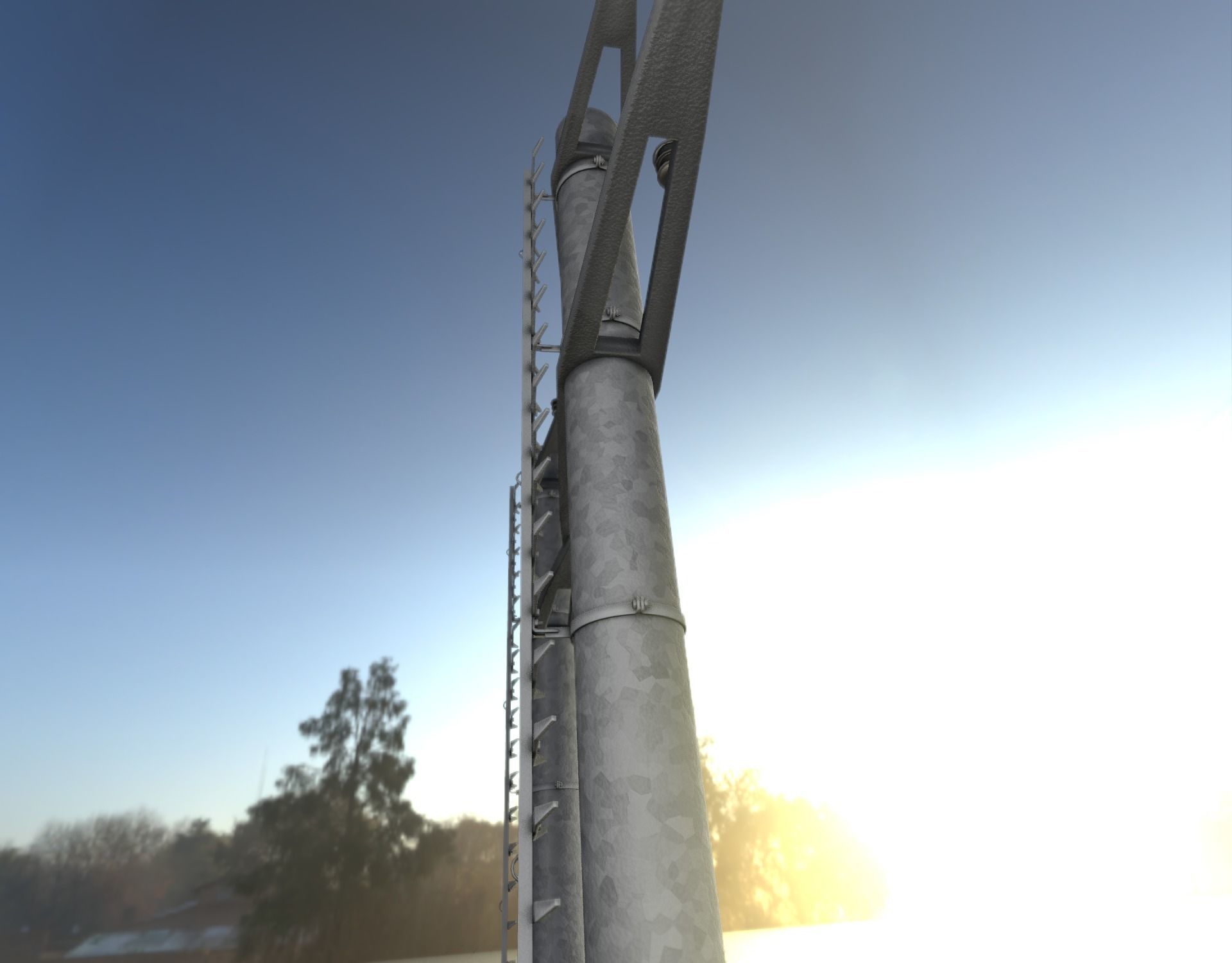 Steel power pole with ladder - Objekt 068 Low-poly 3D model_45