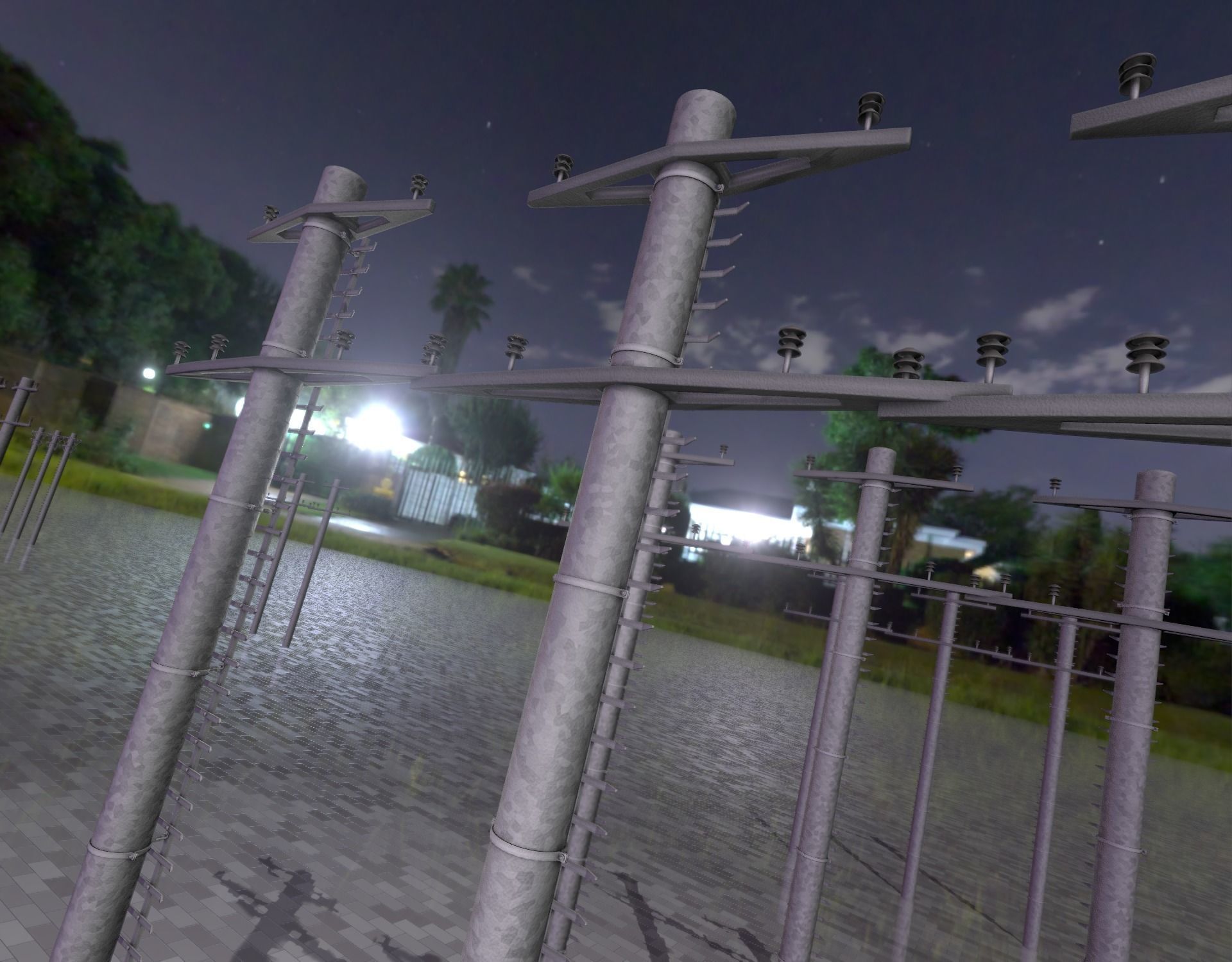 Steel power pole with ladder - Objekt 068 Low-poly 3D model_17