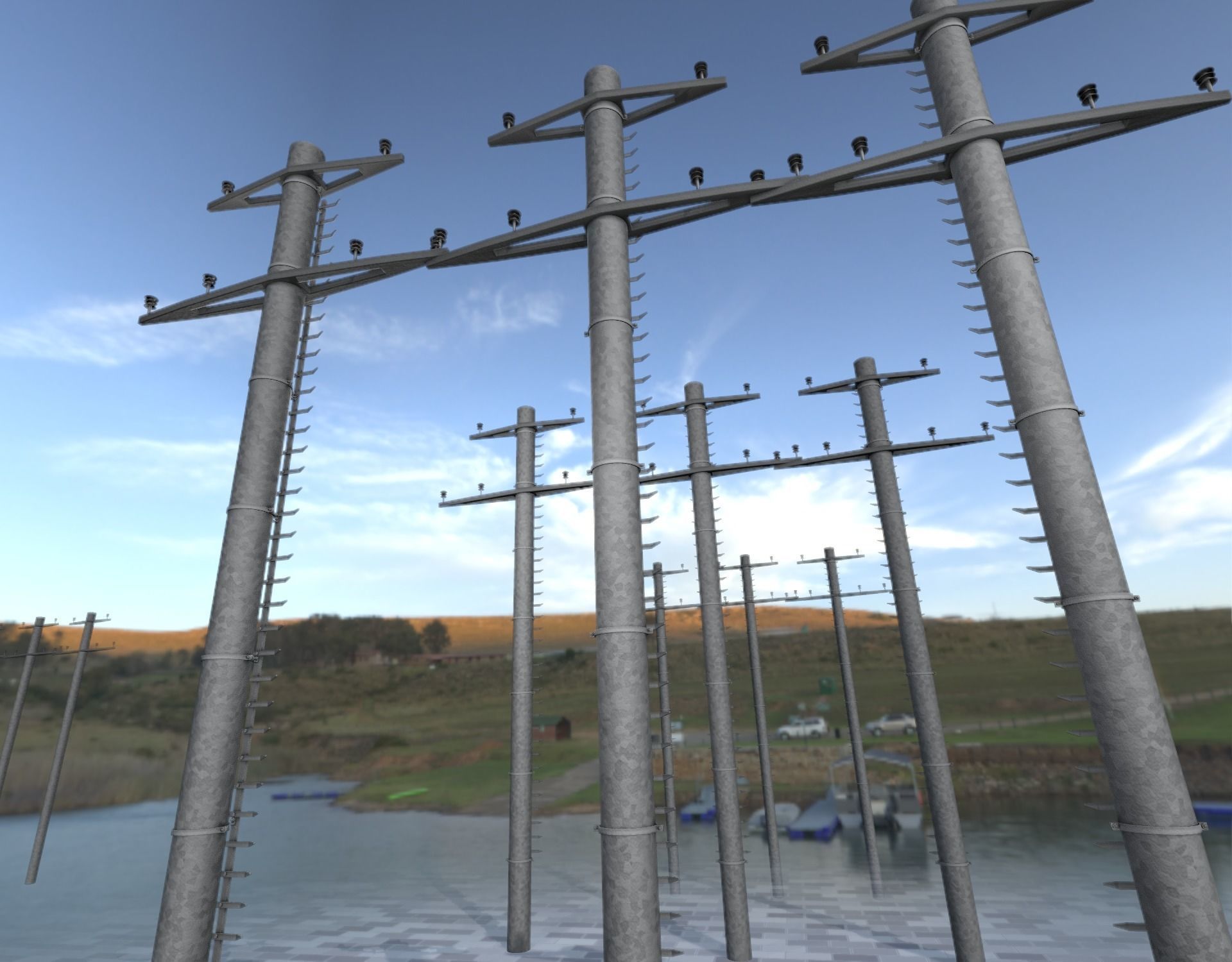 Steel power pole with ladder - Objekt 068 Low-poly 3D model_32