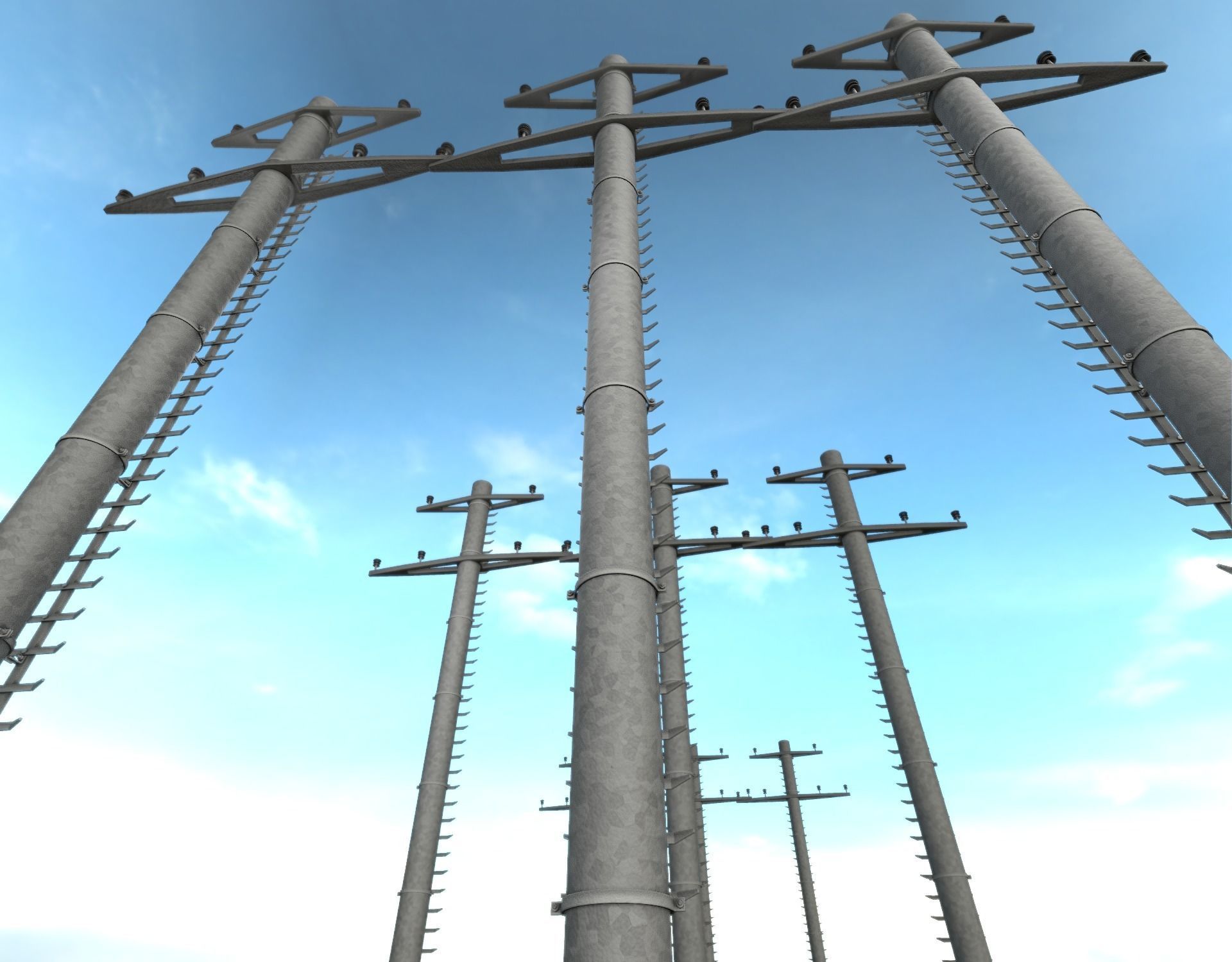 Steel power pole with ladder - Objekt 068 Low-poly 3D model_15