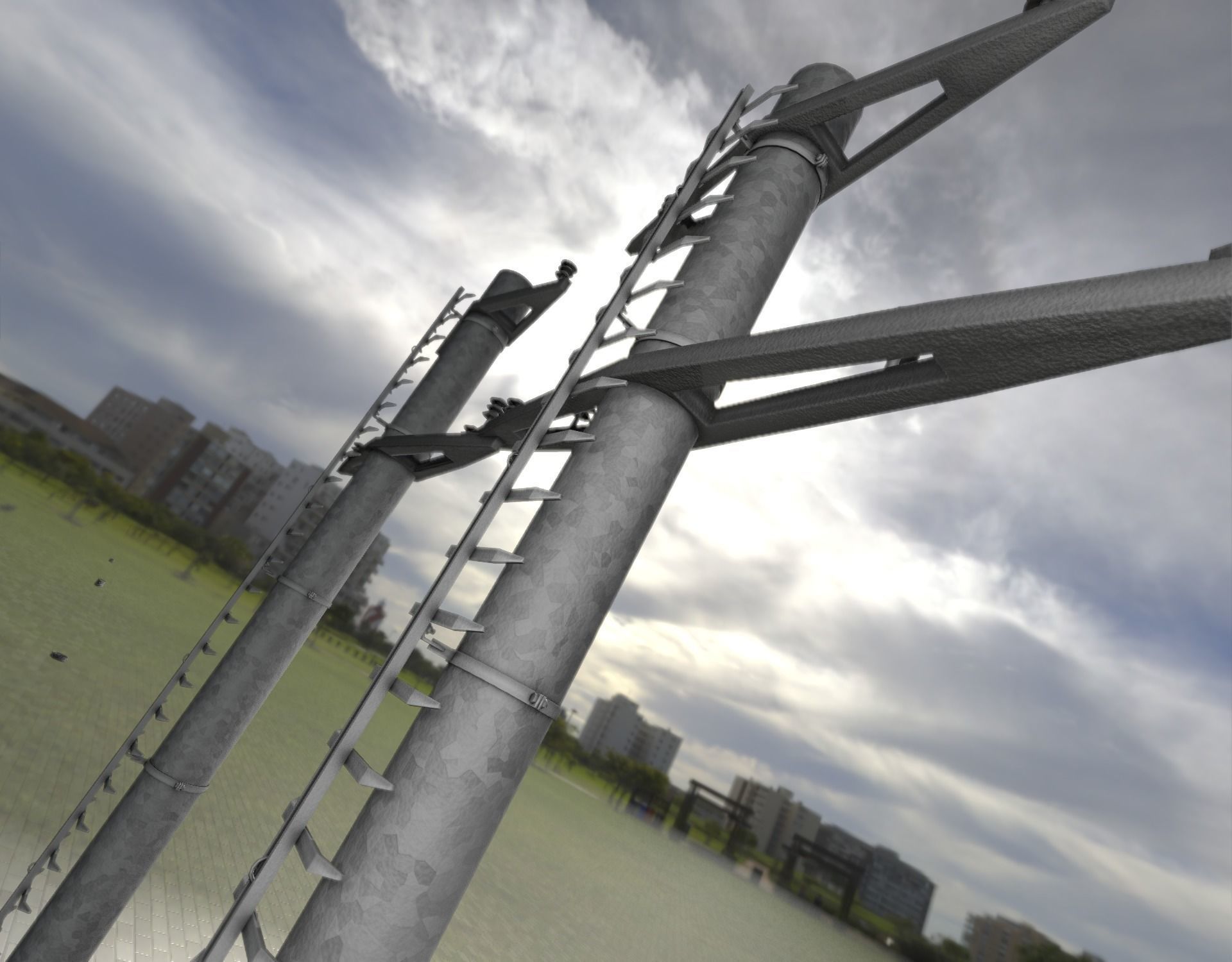 Steel power pole with ladder - Objekt 068 Low-poly 3D model_4