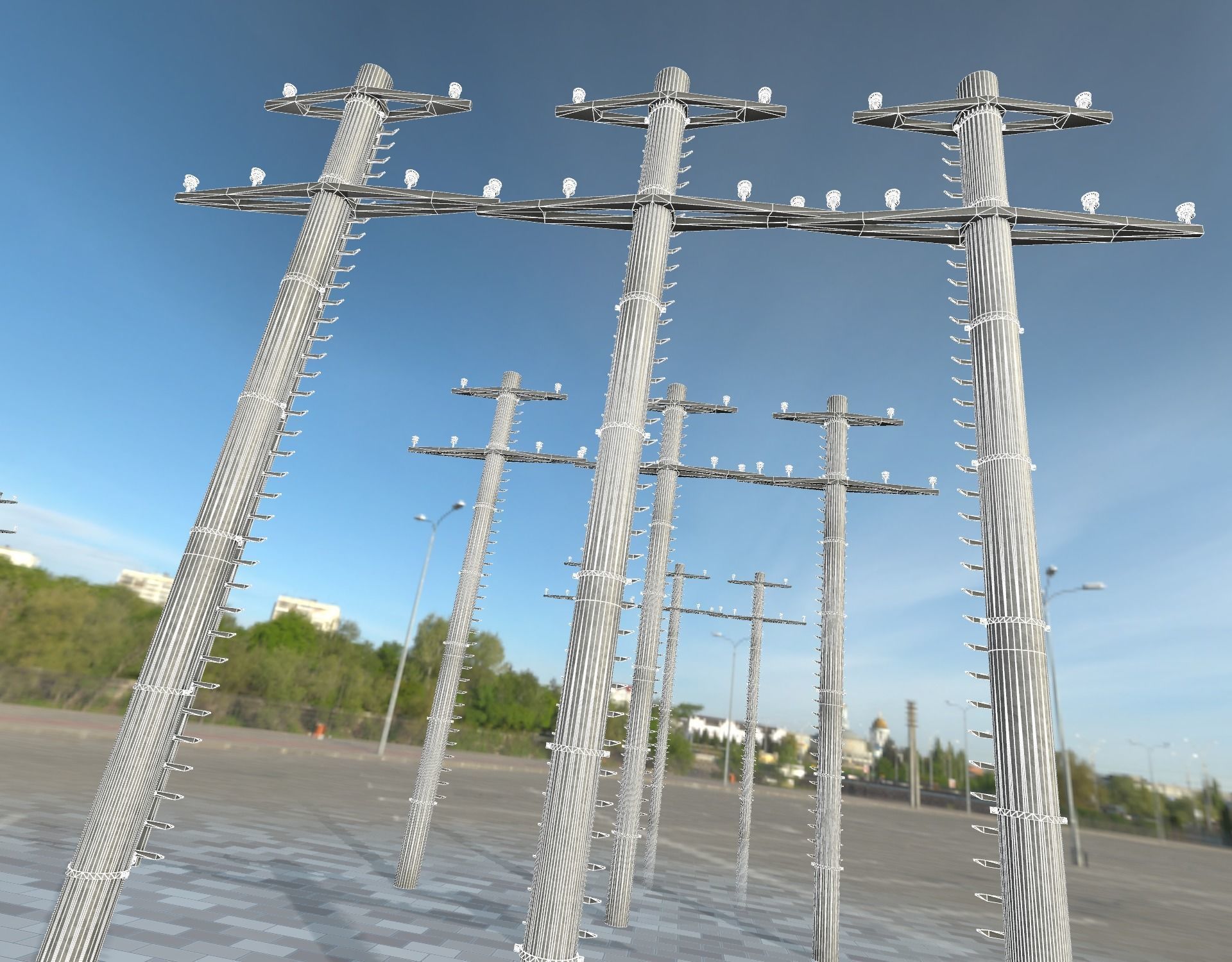 Steel power pole with ladder - Objekt 068 Low-poly 3D model_14