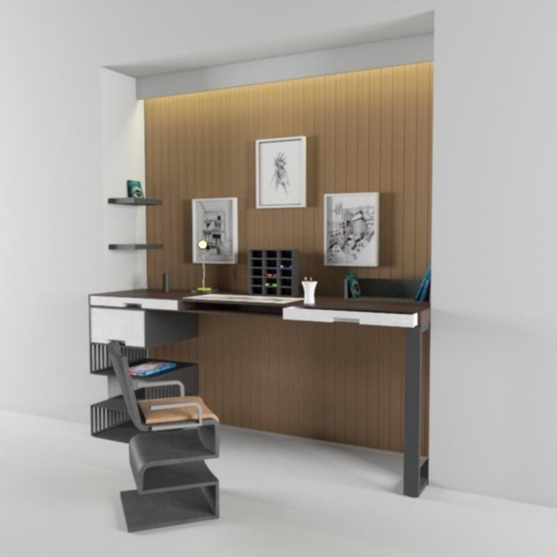 Different Desk Low-poly 3D model_1